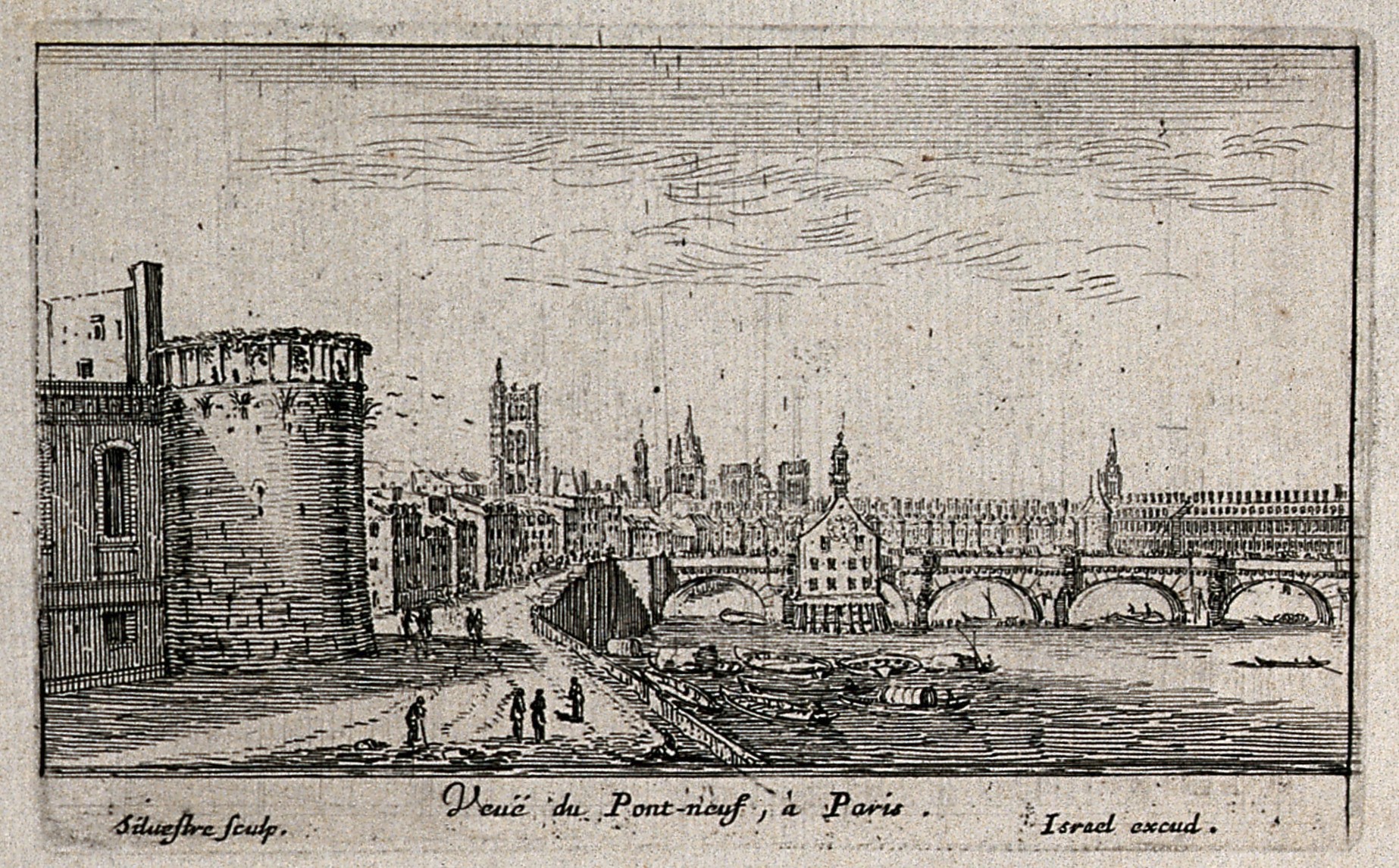 Israël Silvestre : Veuë du Pont-neuf, à Paris.