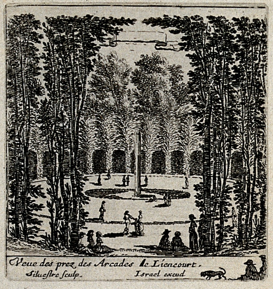 Israël Silvestre : Veue des prez des Arcades de Liencourt.