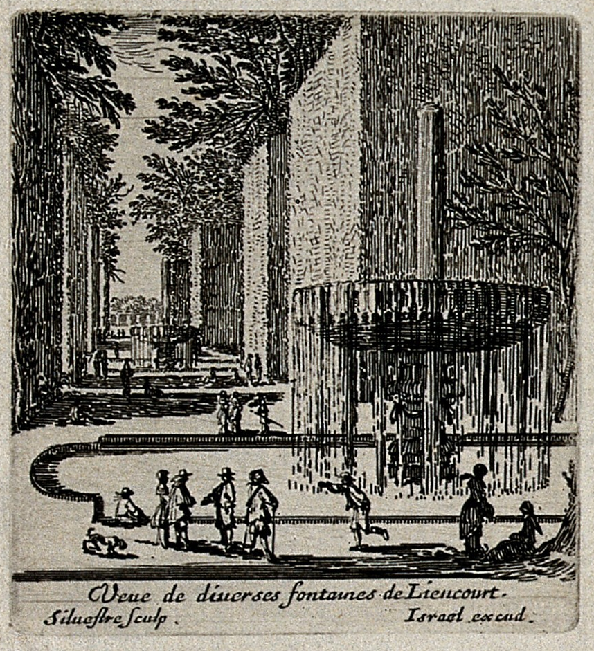 Israël Silvestre : Veue de diuerses fontaines de Liencourt.