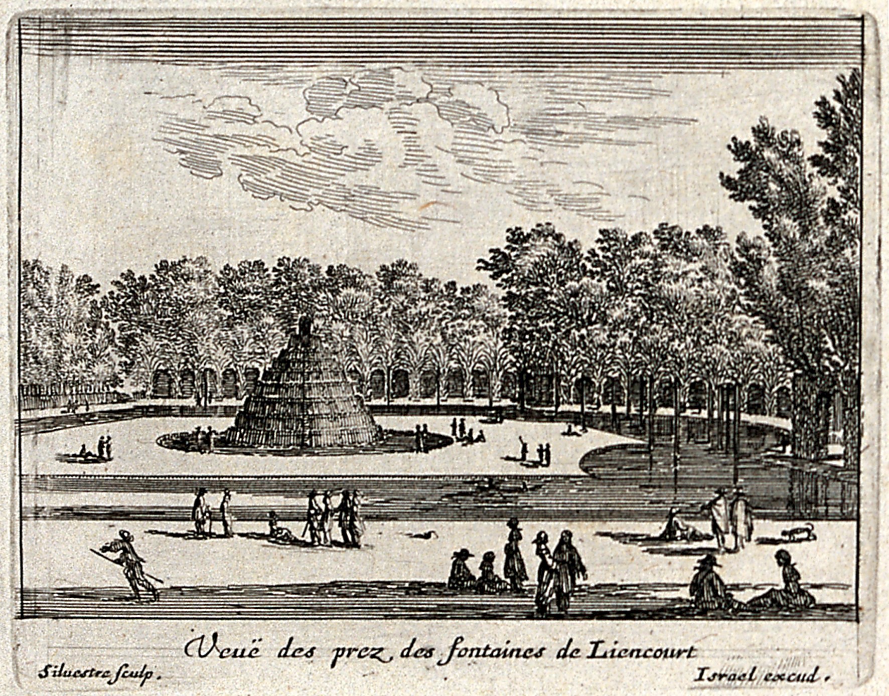 Israël Silvestre : Veuë des prez des fontaines de Liencourt.