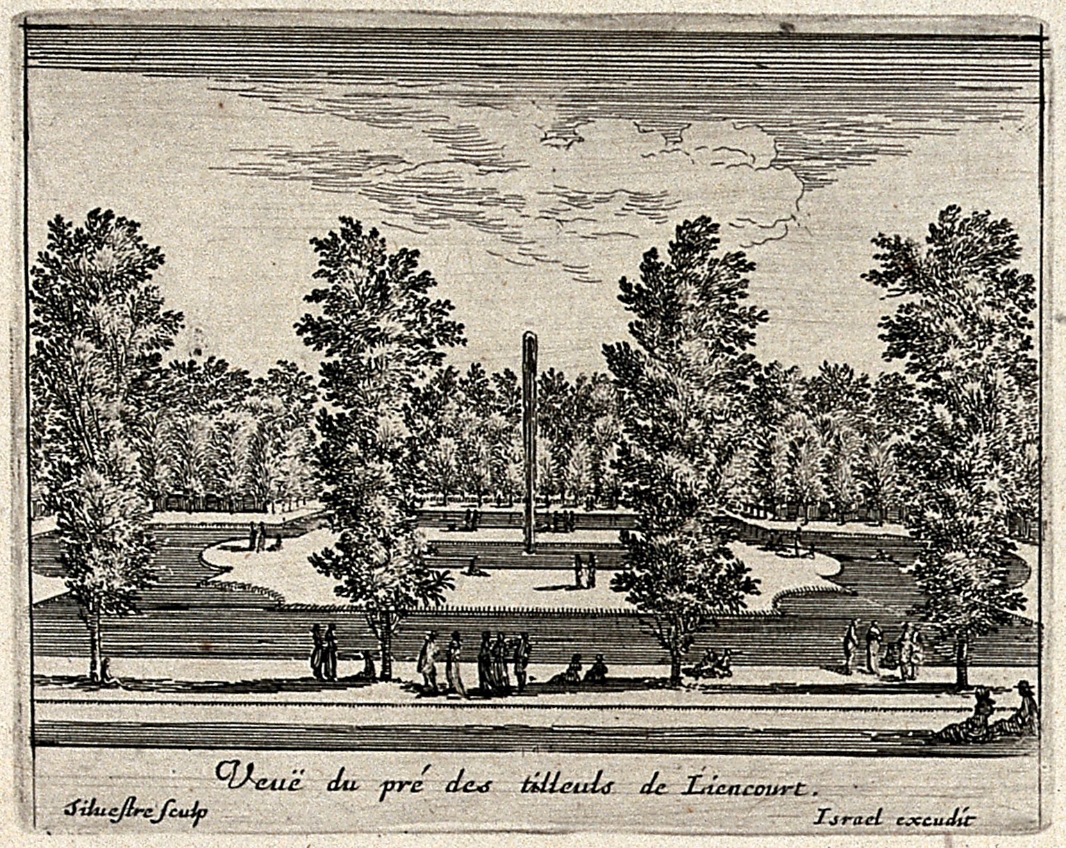 Israël Silvestre : Veuë du pré des tilleuls de Liencourt.