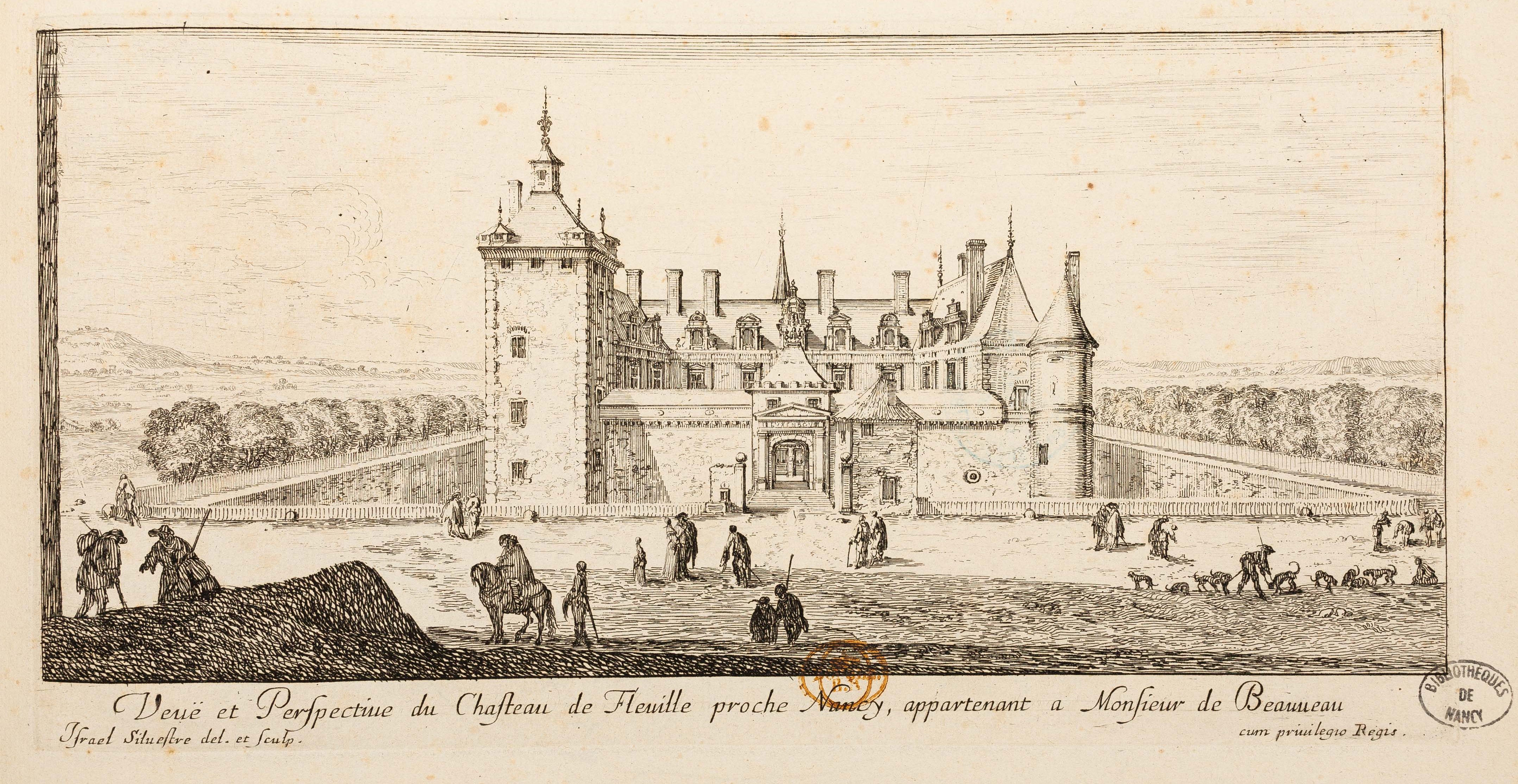 Israël Silvestre : Veuë et Perspective du Chasteau de Fleuille proche Nancy, appartenant a Monsieur de Beauveau.