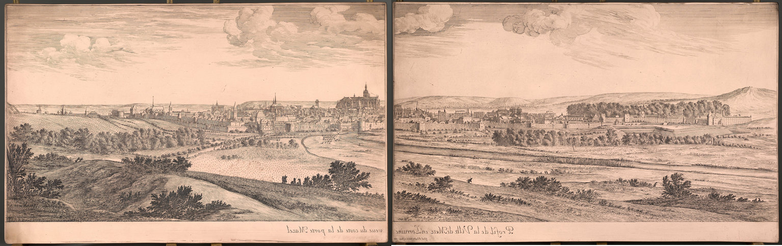 Israël Silvestre :  Profil de la Ville de Metz en Lorraine: veue du coste de la porte Mazel