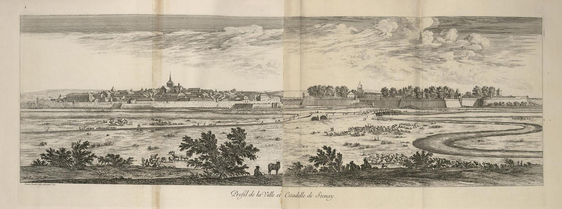 Israël Silvestre : Profil de la Ville et Citadelle de Stenay.