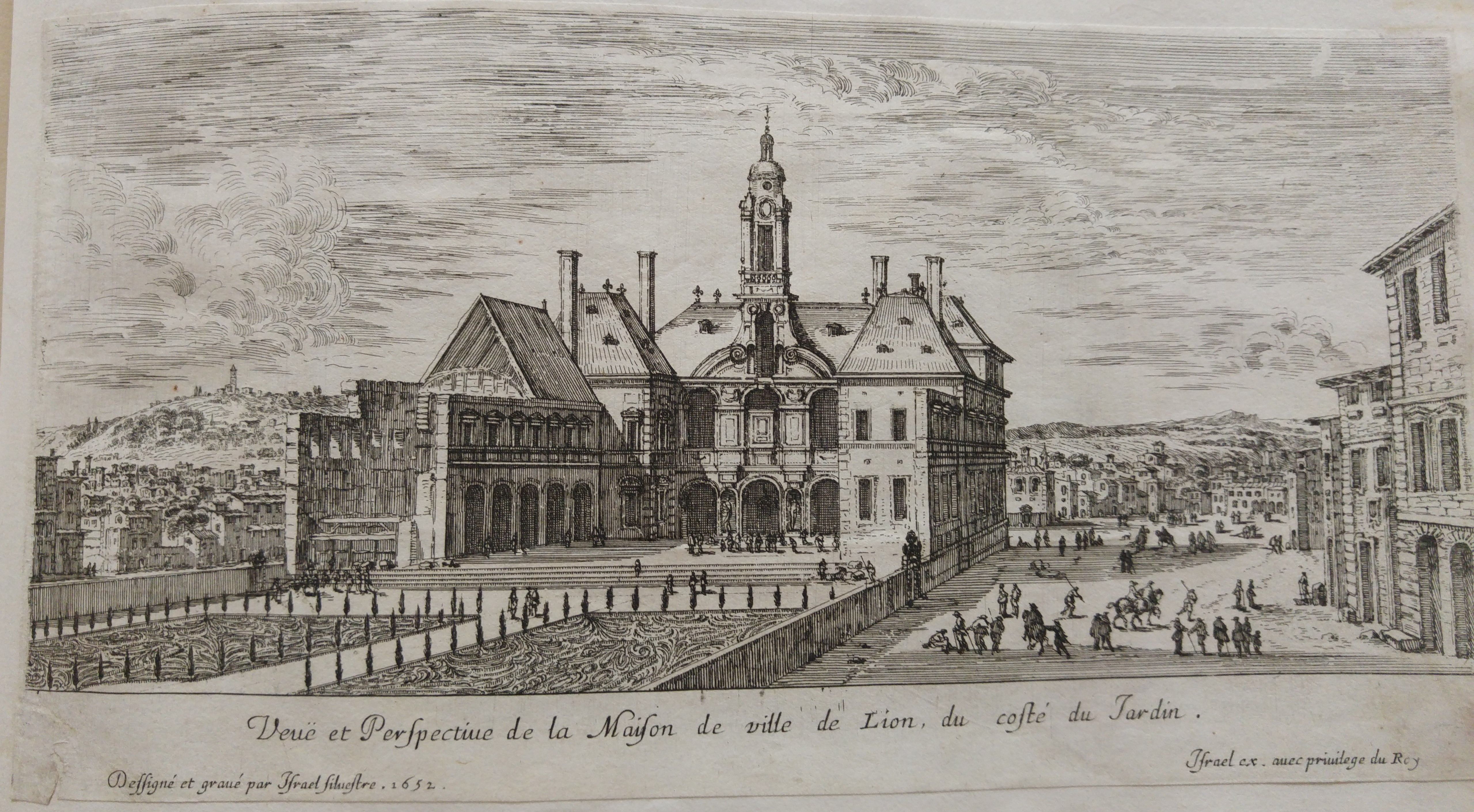 Israël Silvestre : Veuë et Perspeetiue de la Maison de ville de Lion, du costé du Jardin.