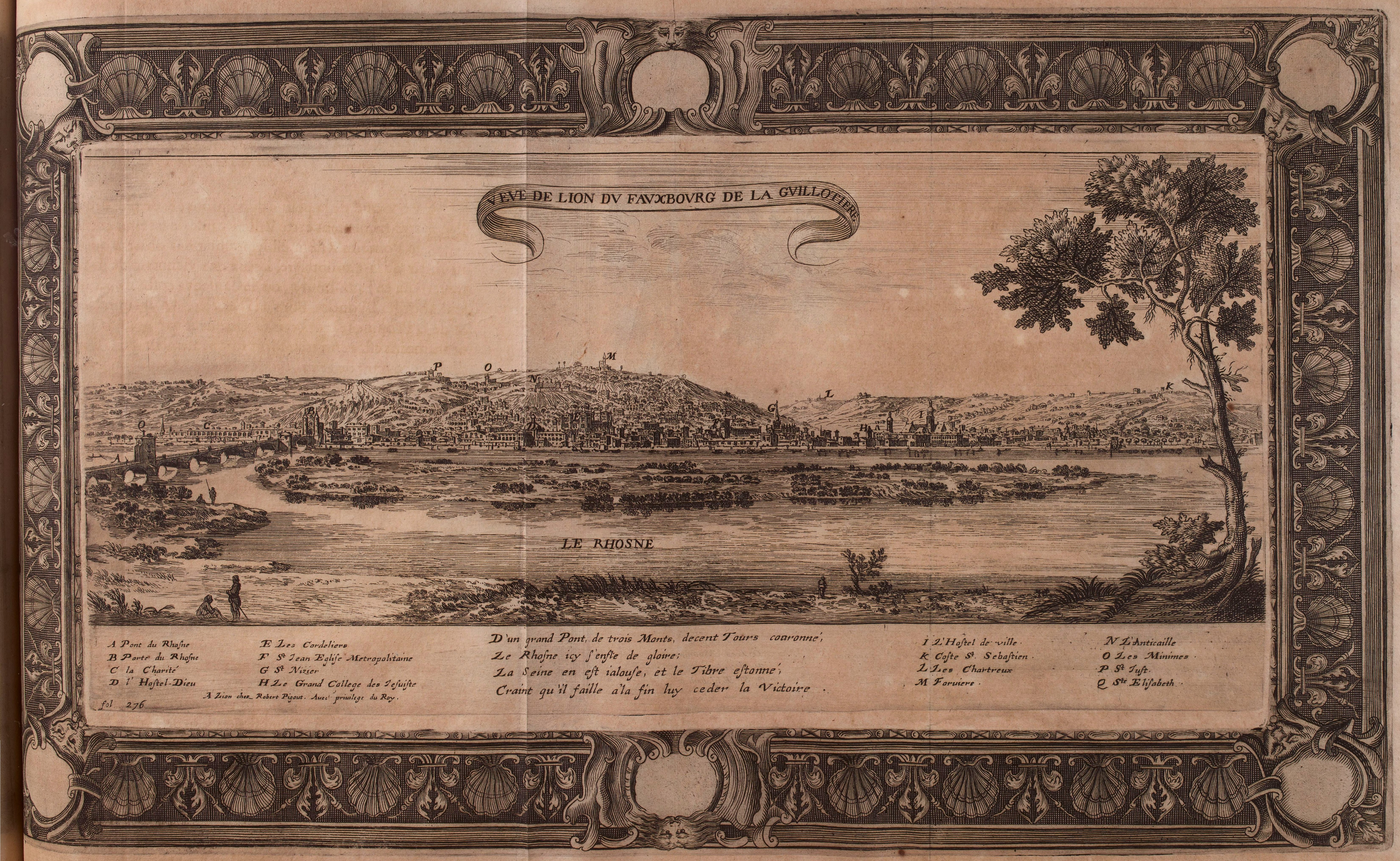 Israël Silvestre : Veüe de Lyon du fauxbourg de la Guillotiere.
