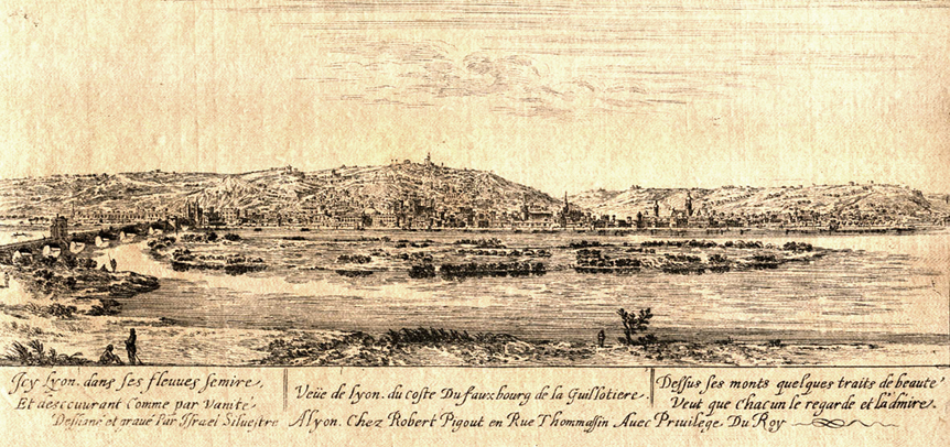 Israël Silvestre : Veüe de Lyon du coste Du fauxbourg de la Guillotiere.