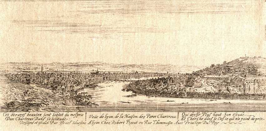 Israël Silvestre : Veüe de Lyon de la Maison des Peres Chartreux.