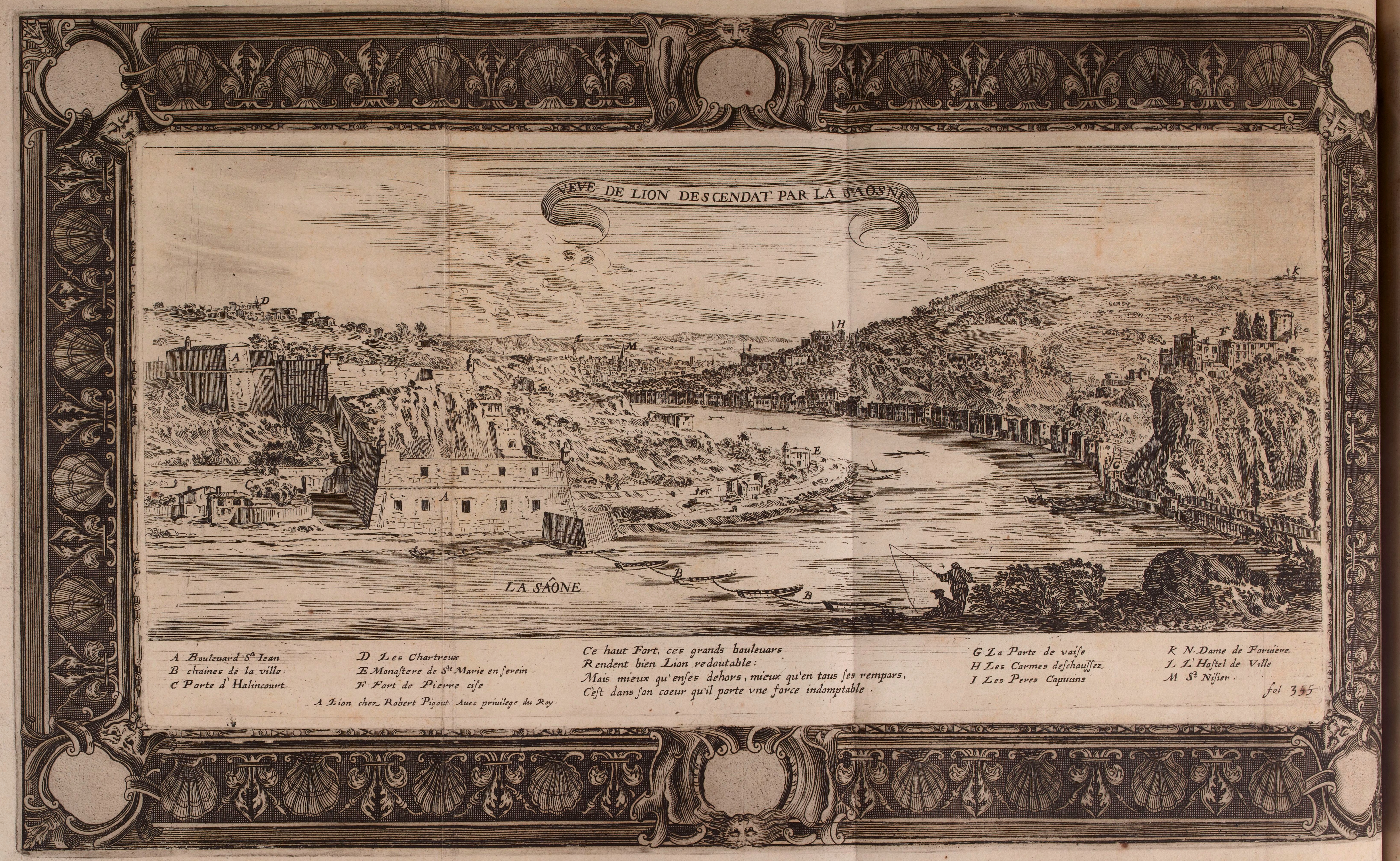 Israël Silvestre : Veüe de Lyon descendant par la Saone.