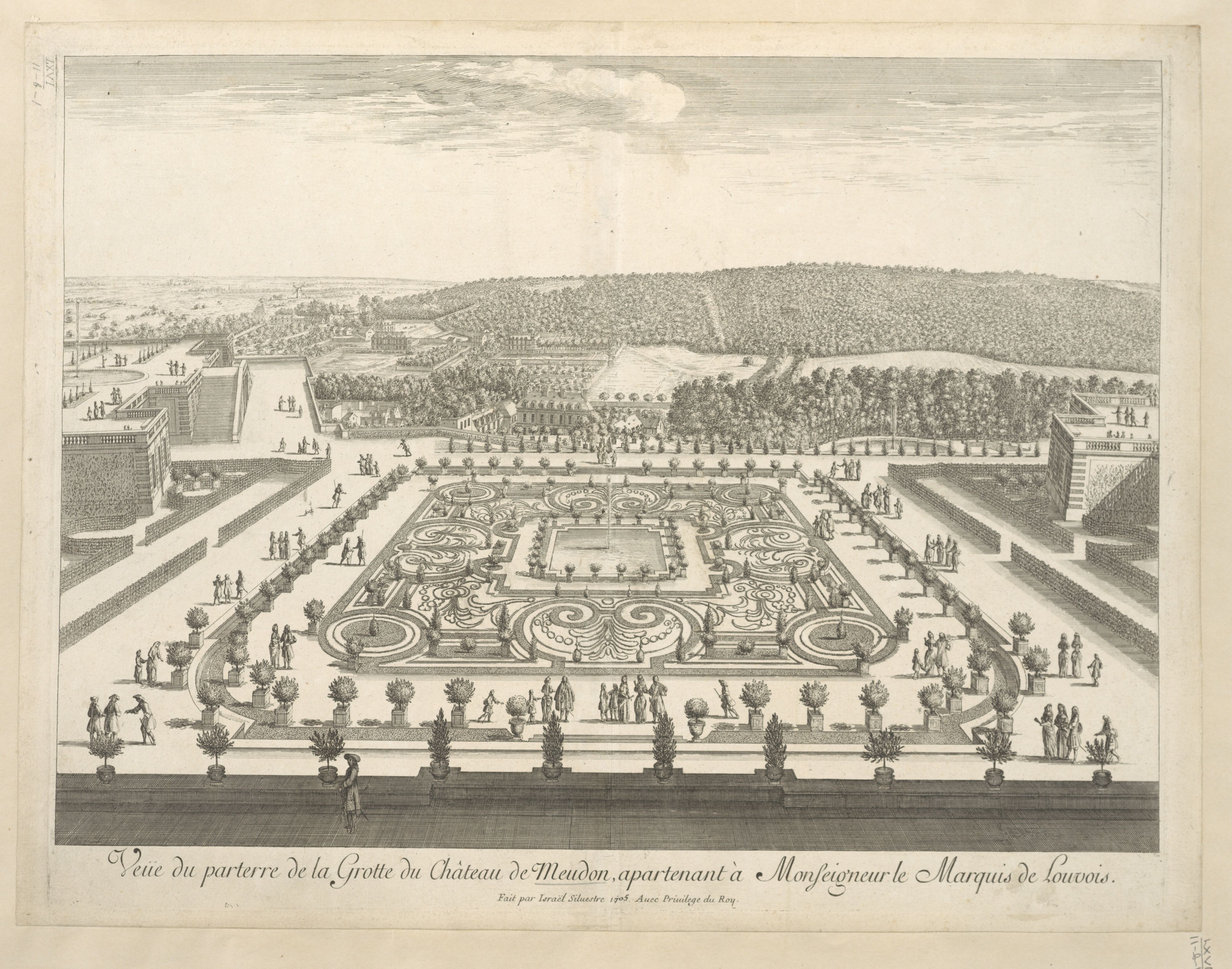Israël Silvestre : Veüe du parterre de la Grotte du Château de Meudon, apartenant à Monseigneur le Marquis de Louvois,