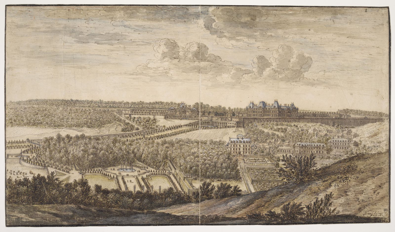 Israël Silvestre : Château et parc de Meudon, vus du côté du village de Fleury