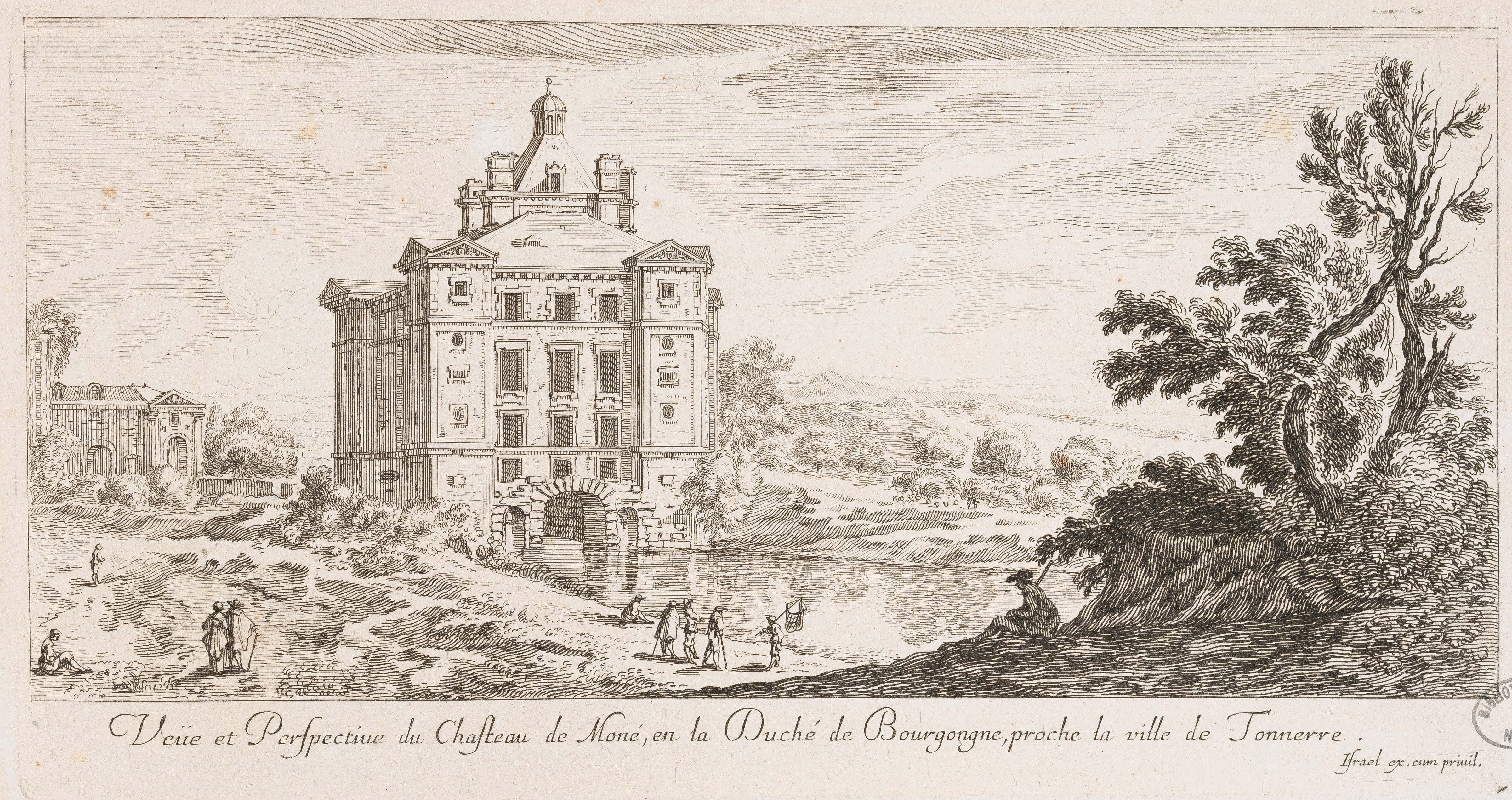 Israël Silvestre : Veüe et Perspective du Chasteau de Moné, en la Duché de Bourgongne, proche la ville de Tonnerre,