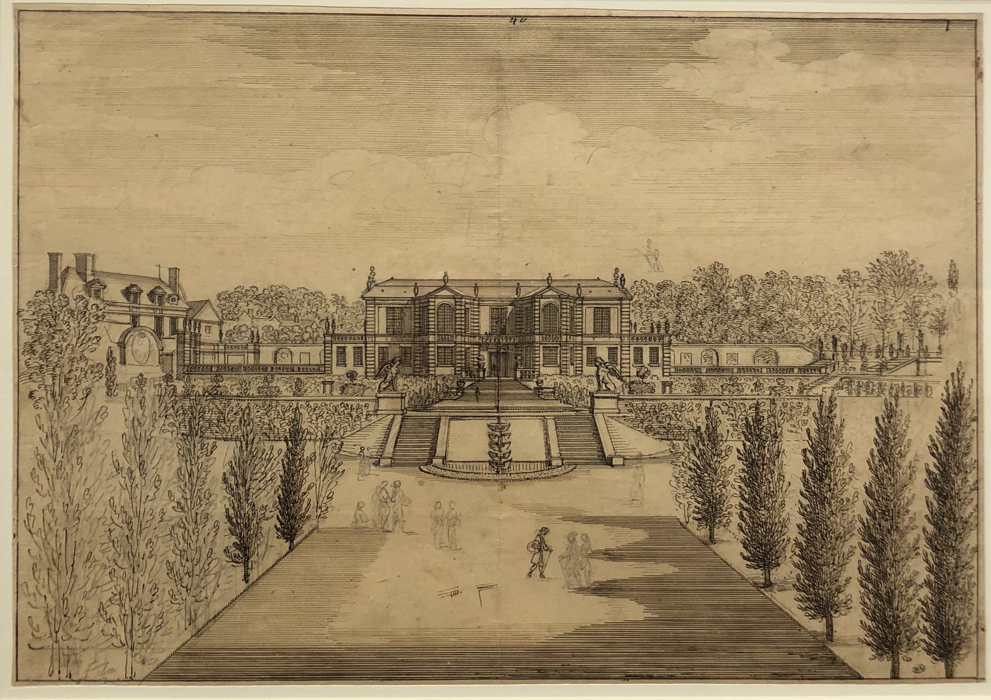 Israël Silvestre : Vue de la maison de Le Brun à Montmorency du côté ouest