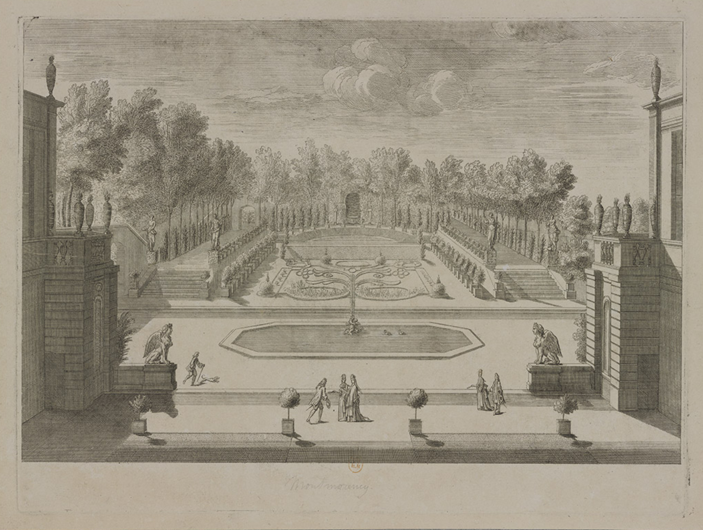 Israël Silvestre : Vue des jardins de la maison de Monsieur le Brun.