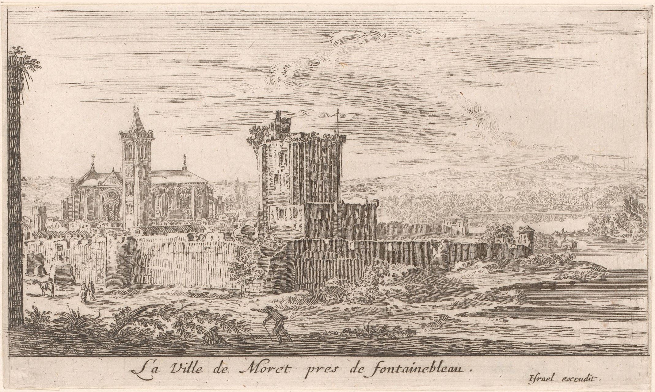 Israël Silvestre : La Ville de Moret pres de fontainebleau.