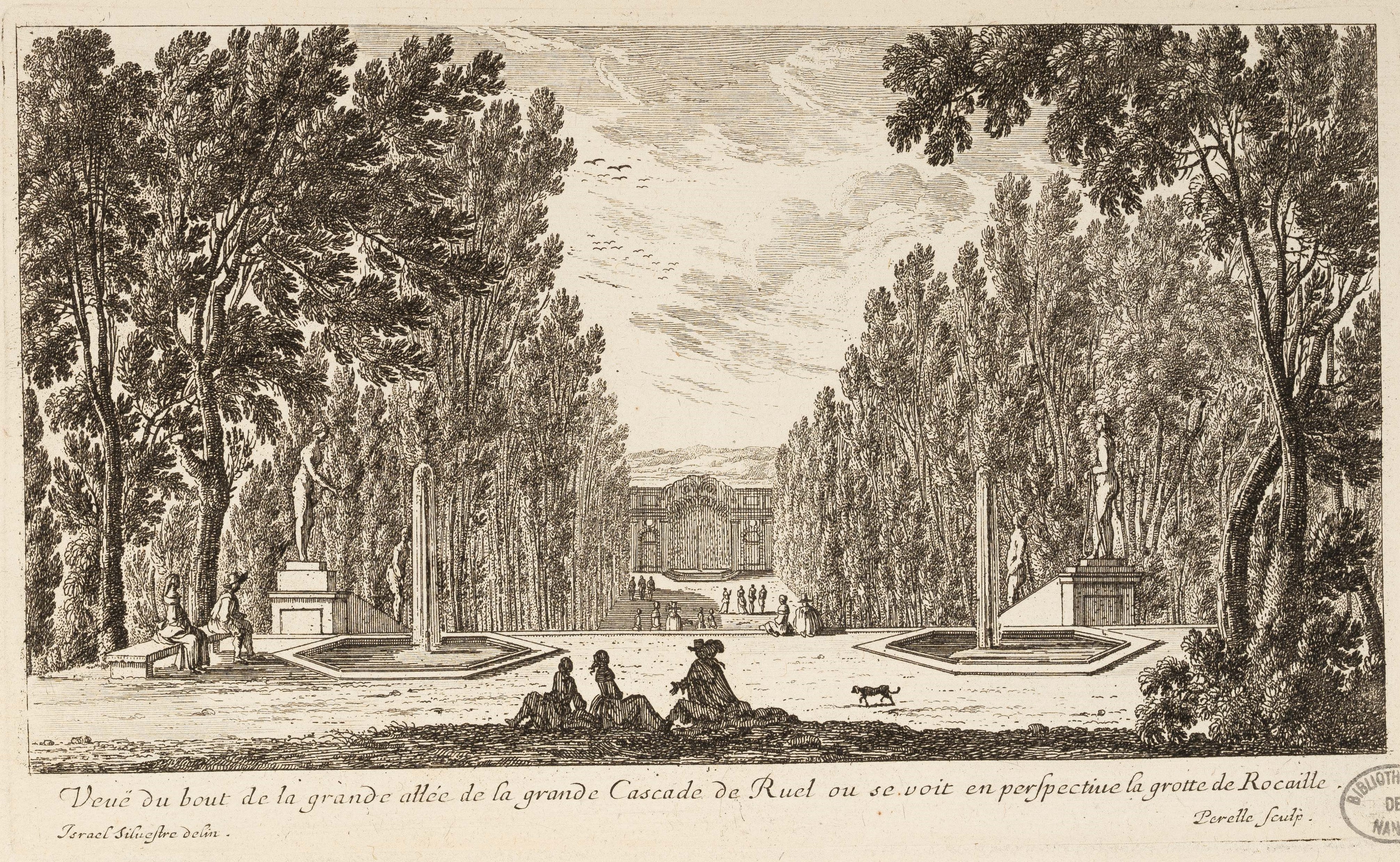 Israël Silvestre : Veuë du bout de la grande allée de la grande Cascade de Ruel.