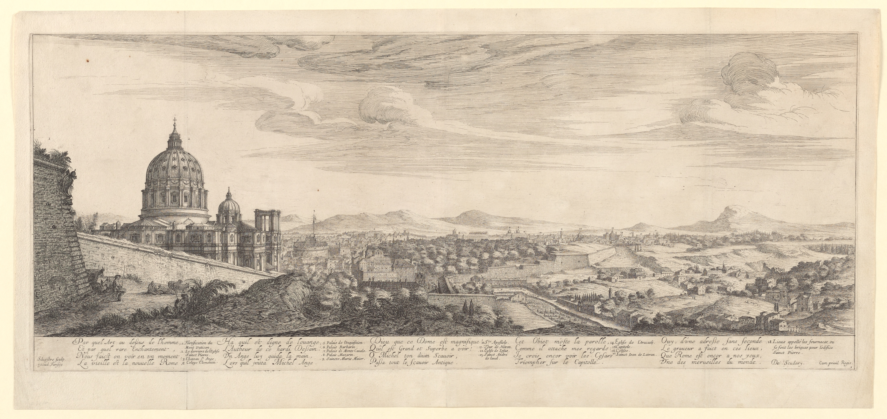 Israël Silvestre : Vue de Rome et du derrière de l