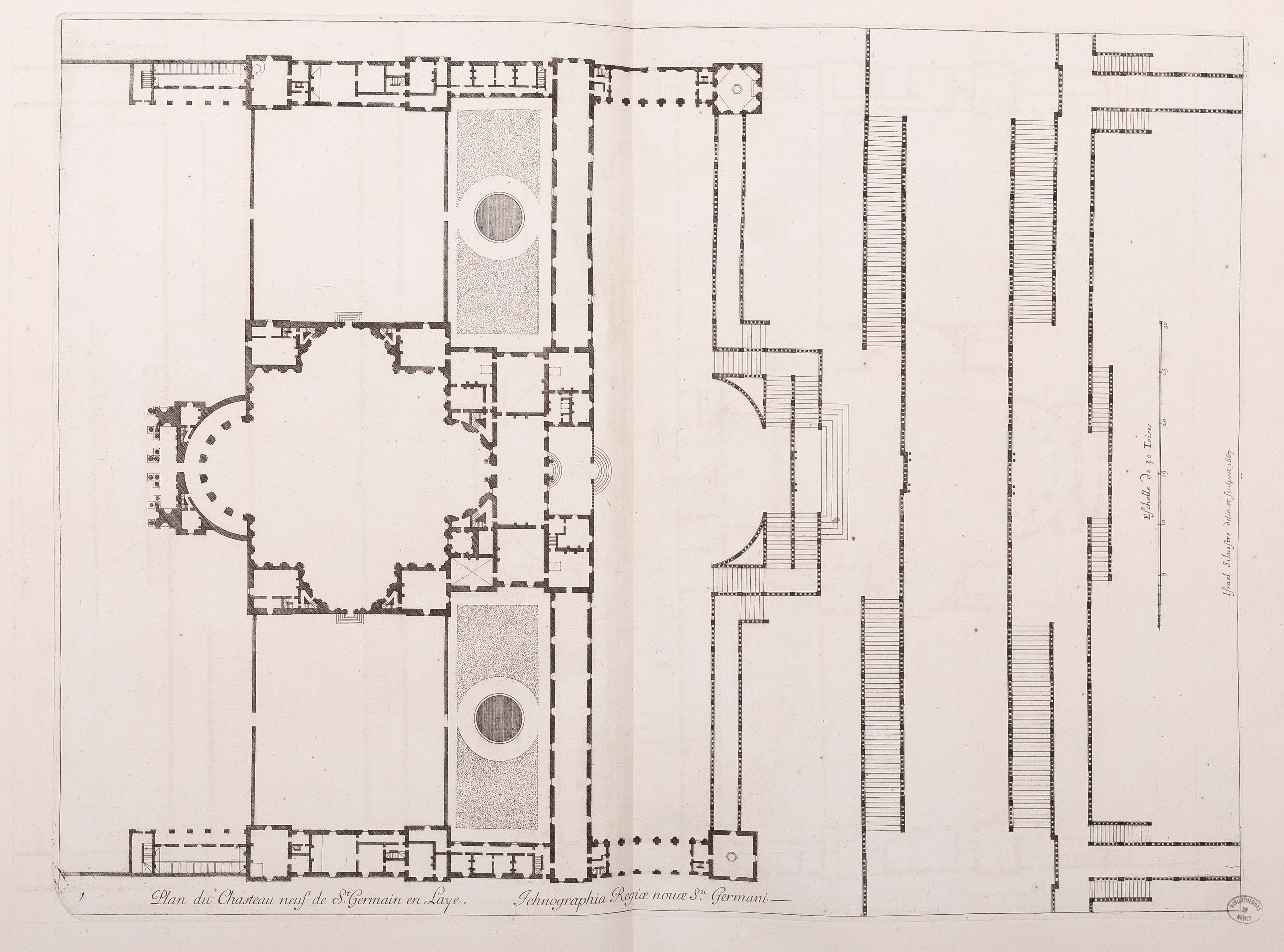 Israël Silvestre : Plan du Chateau de St Germain en Laye. Eschelle de 30 Toize.