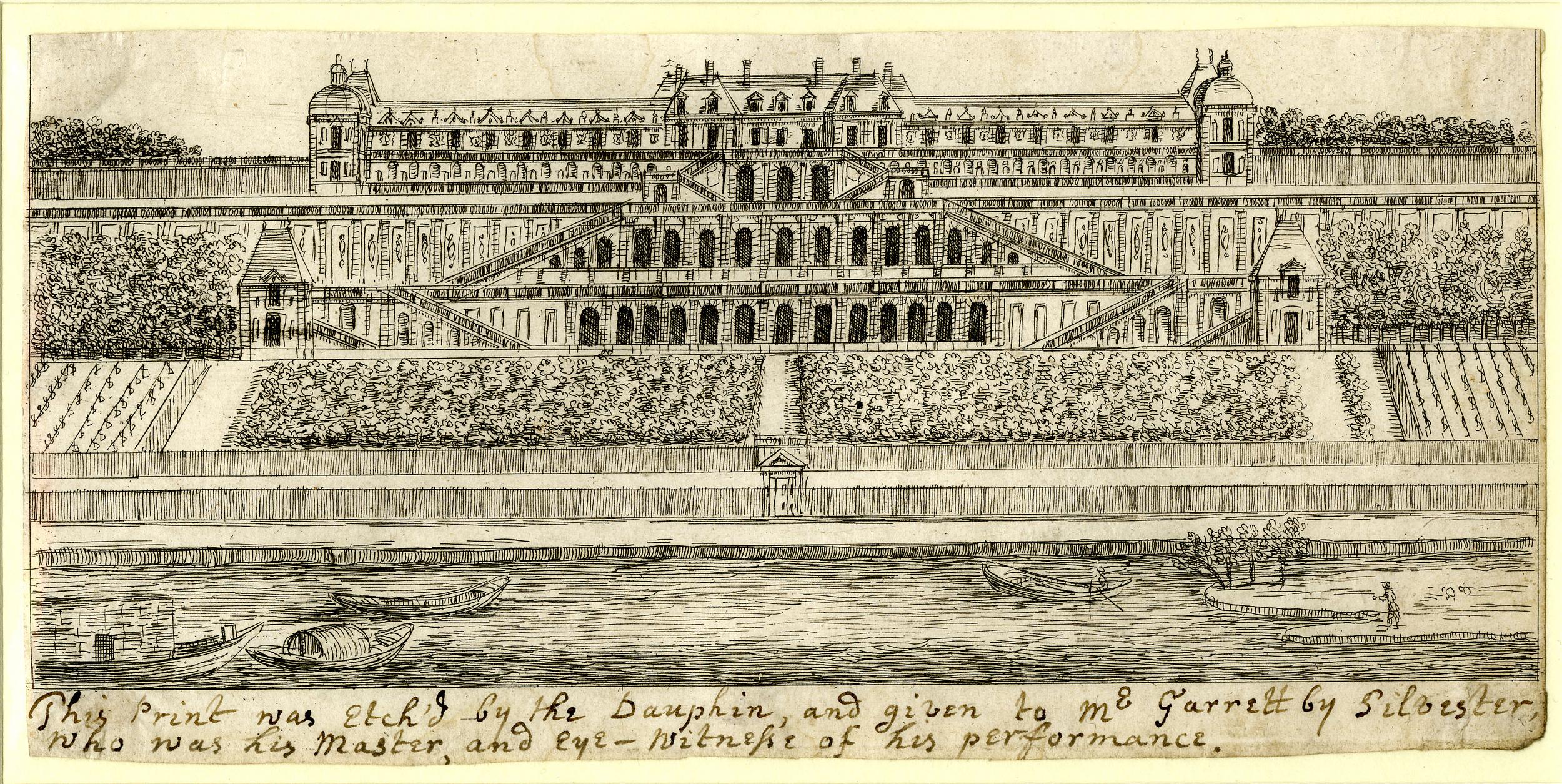 Israël Silvestre : Vue du chateau neuf de St Germain en Laye du coté de la rivière.