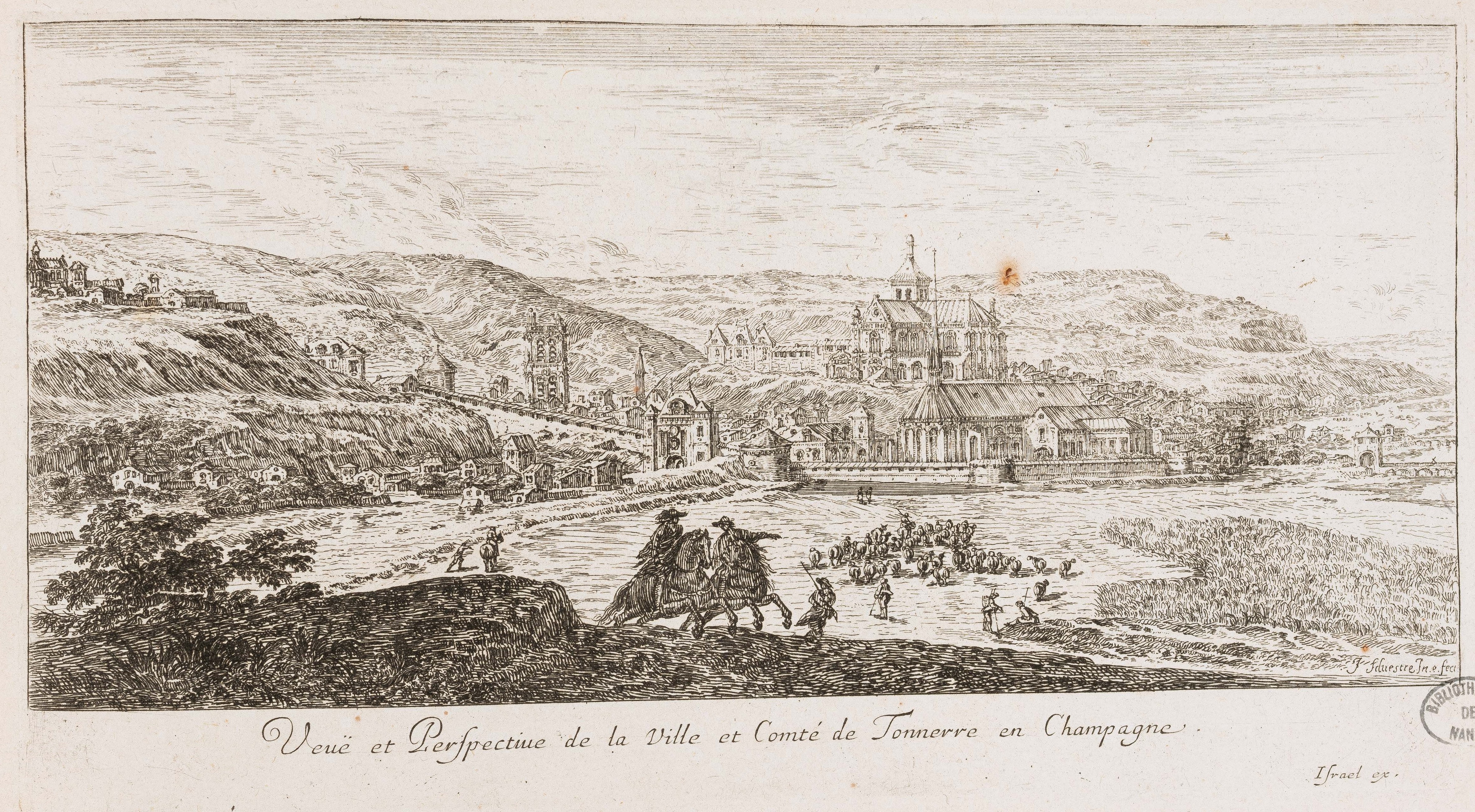 Israël Silvestre : Veuë et Perspective de la Ville et Comté de Tonnerre en Champagne.