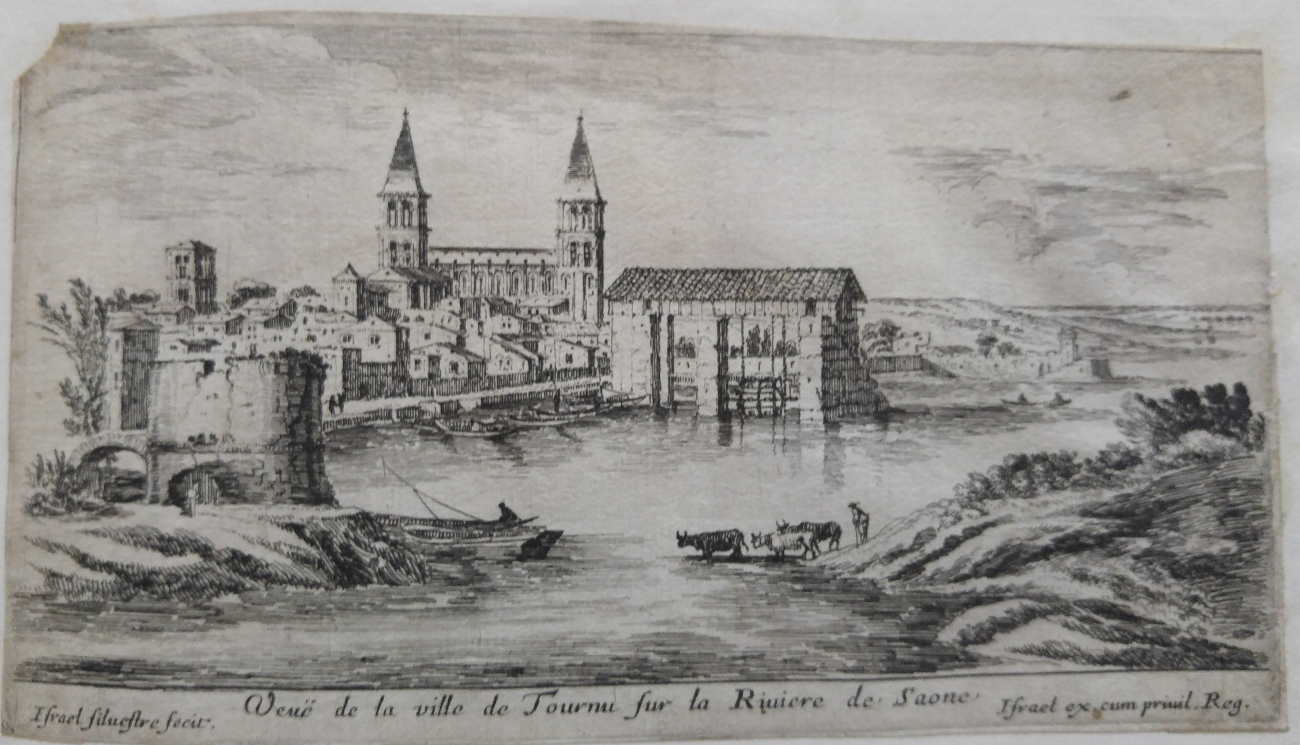 Israël Silvestre : Veuë de la ville de Tournu sur la Riuière de Saone.