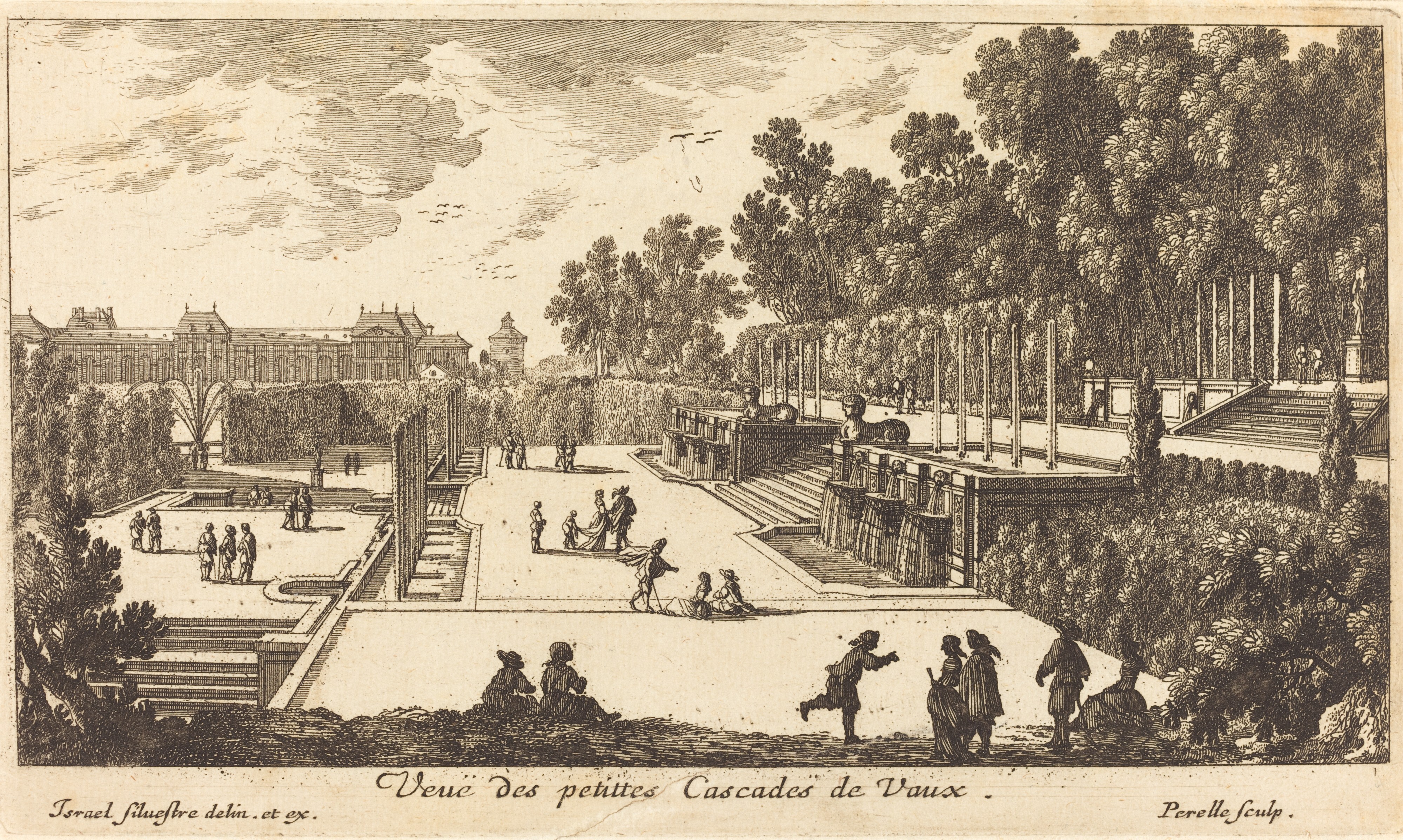 Israël Silvestre : Veuë des petites Cascades de Vaux.