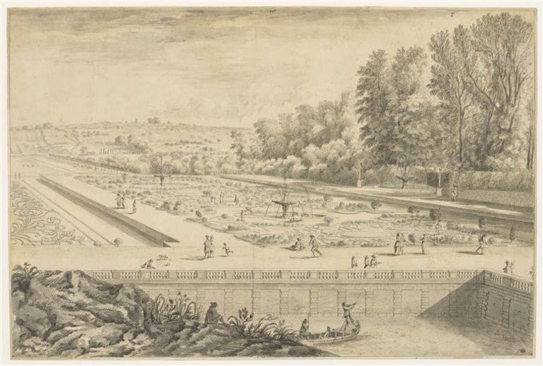 Israël Silvestre : Veve et perspective dv parterre des flevrs.