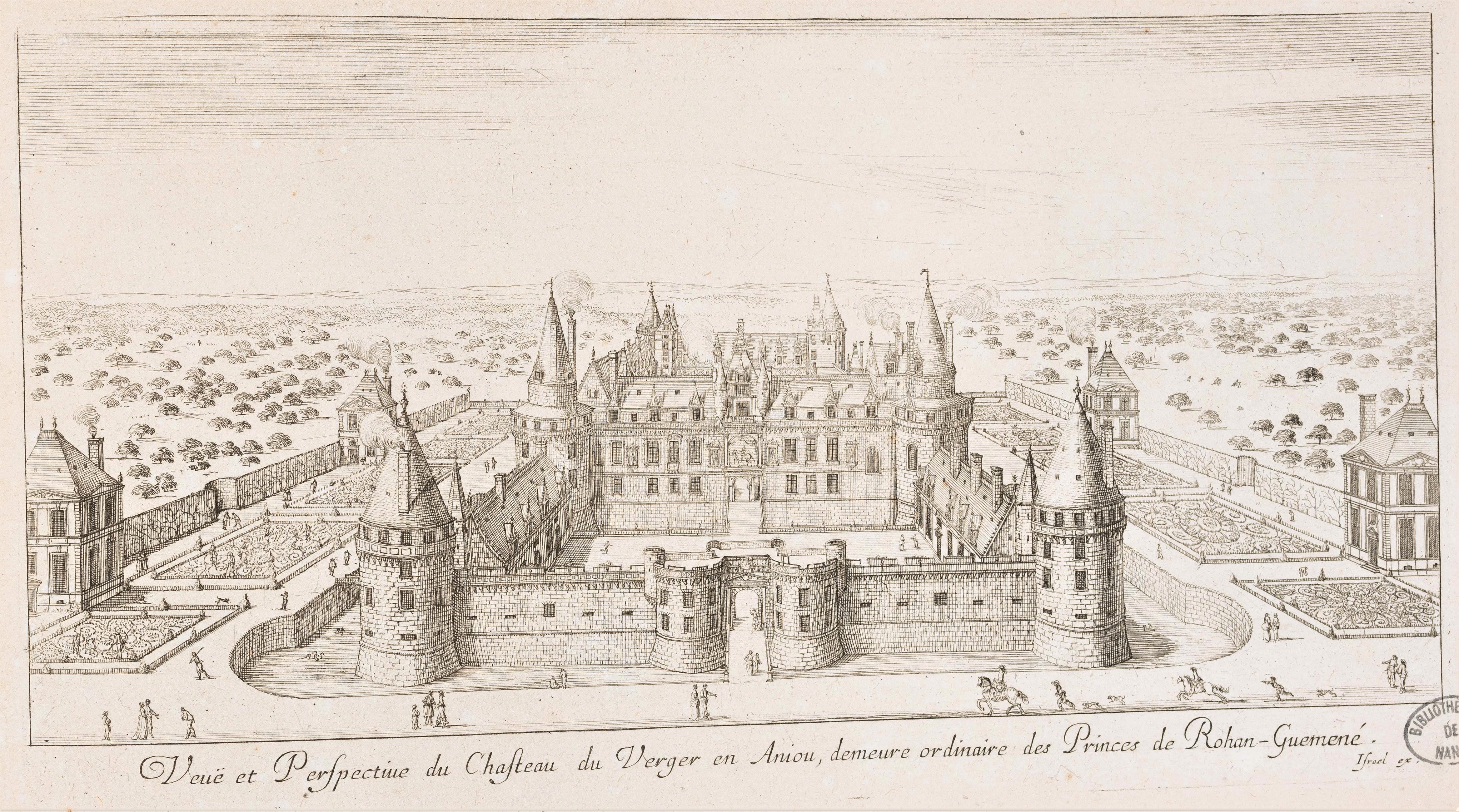 Israël Silvestre : Veuë et Perspective du Chasteau du Verger en Anjou, demeure Ordinaire des Princes de Rohan-Guéméné.