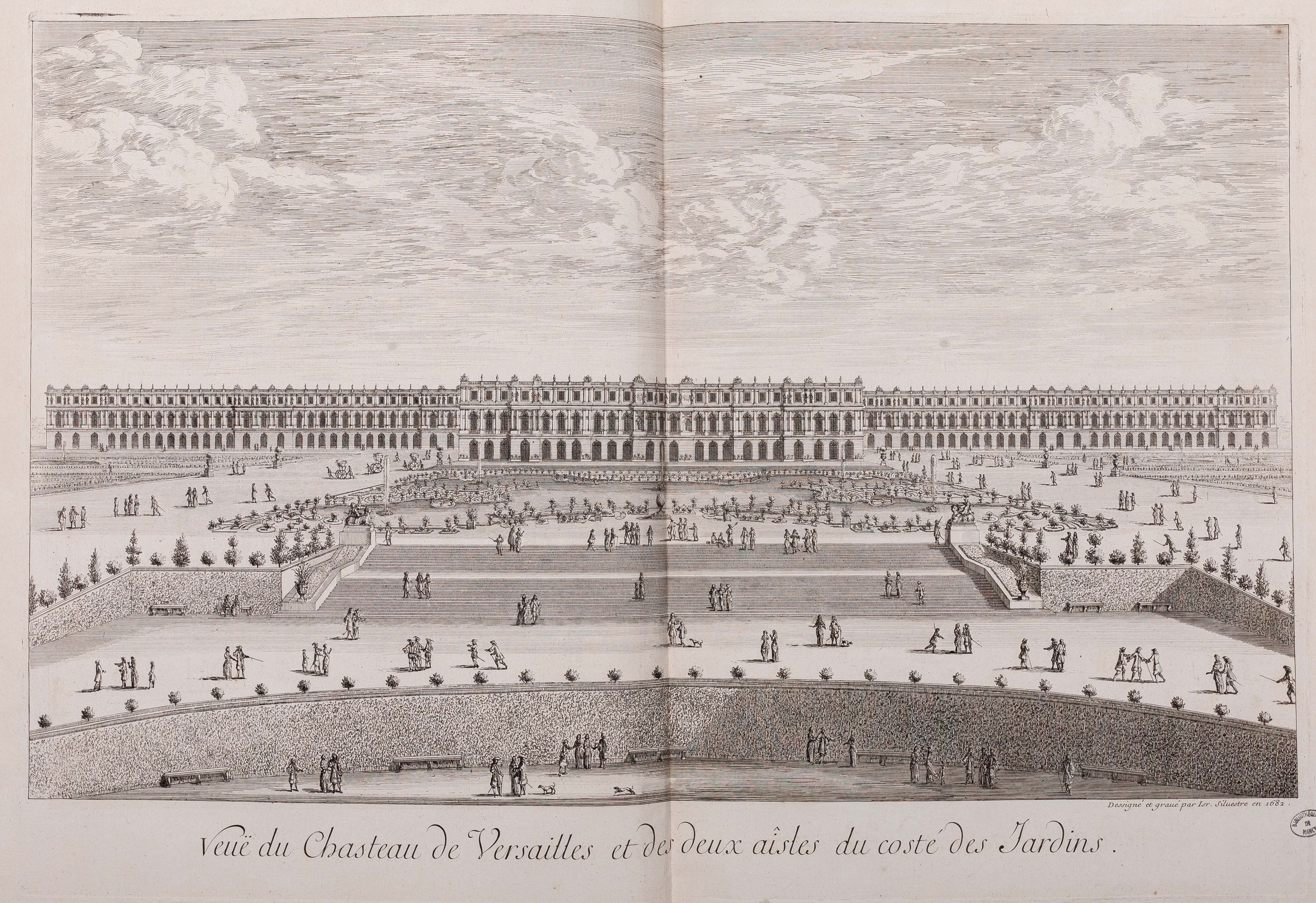 Israël Silvestre : Veuë du Chasteau de Versailles et des deux aisles du costé des Jardins.