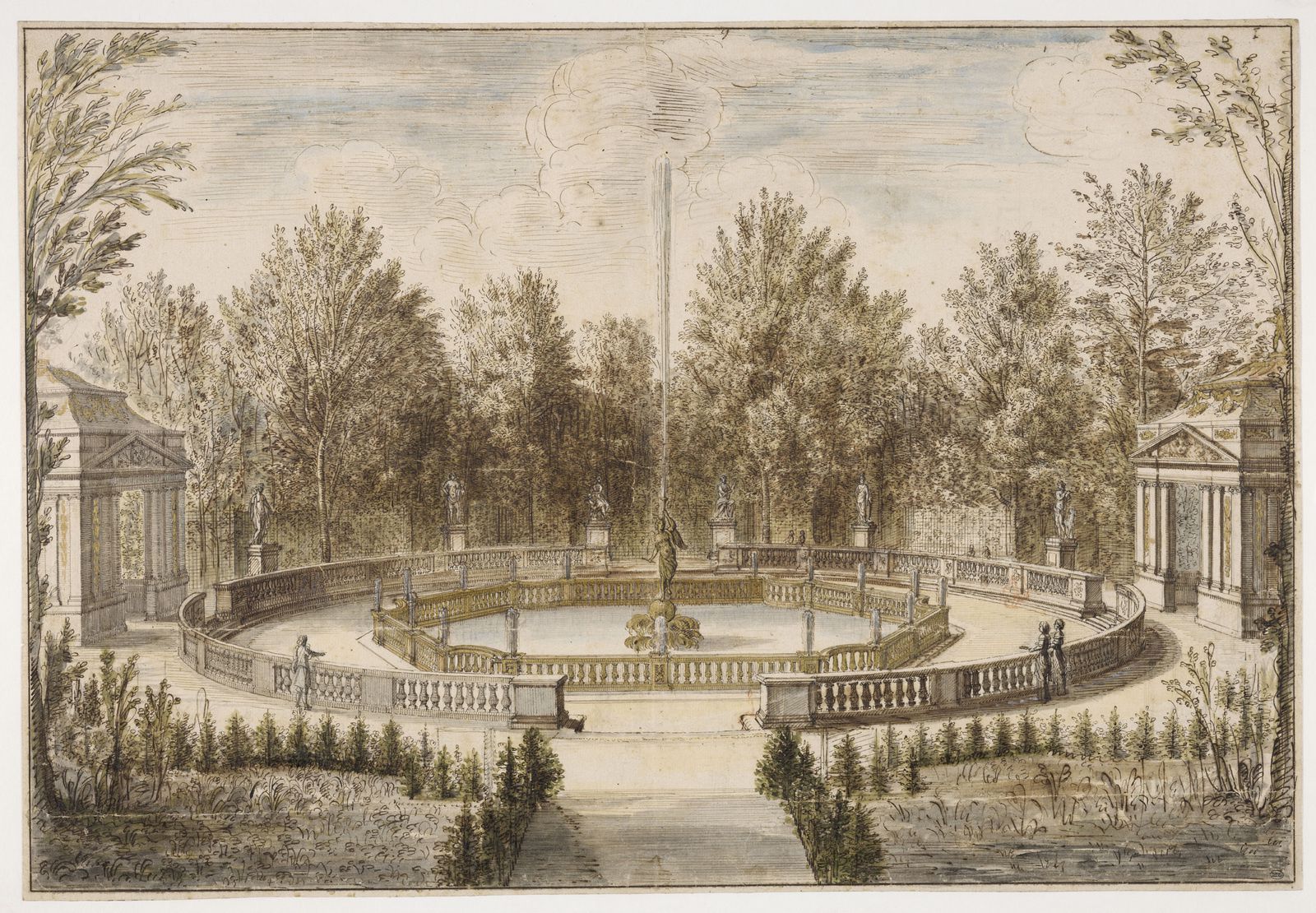 Israël Silvestre : Fontaine de la Renommée dans le Jardin de Versailles.