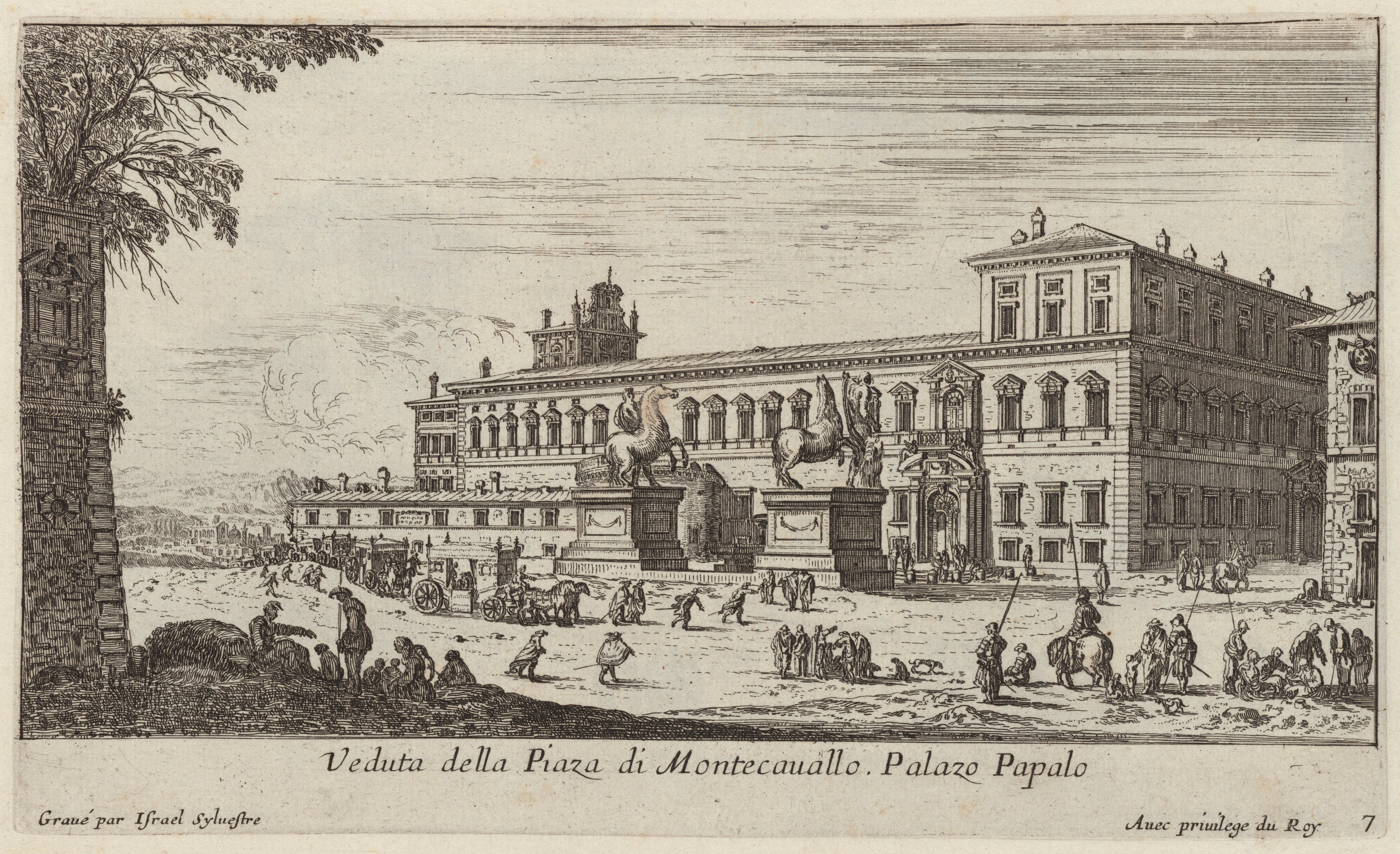 Israël Silvestre : Veduta della Piaza di Montecauallo. Palazo Papalo.