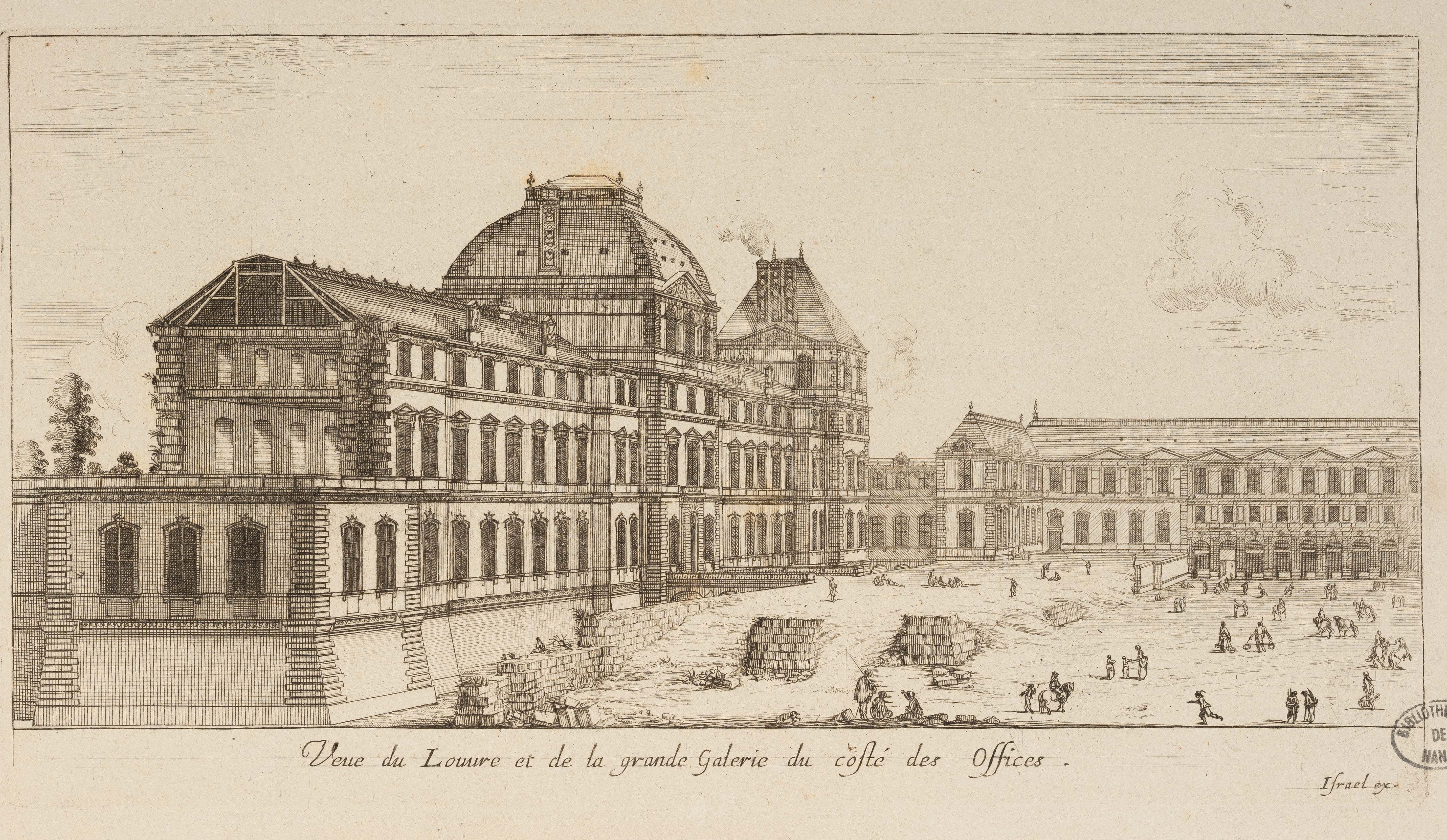 Israël Silvestre : Veue du Louvre et de la grande Galerie du costé des Offices.