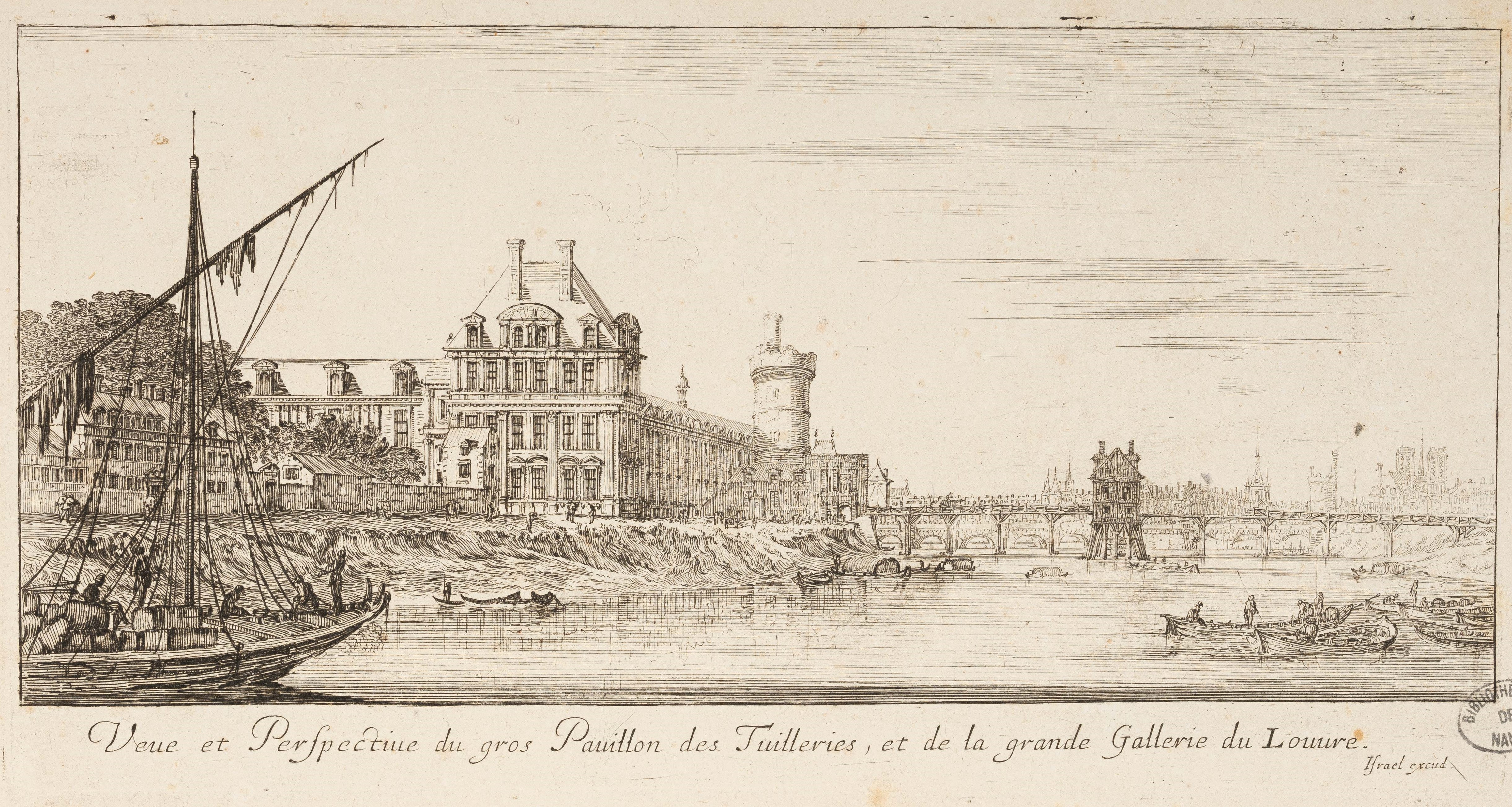 Israël Silvestre : Veue et Perspective du gros Pavillon des Tuilleries, et de la grande Gallerie du Louvre.