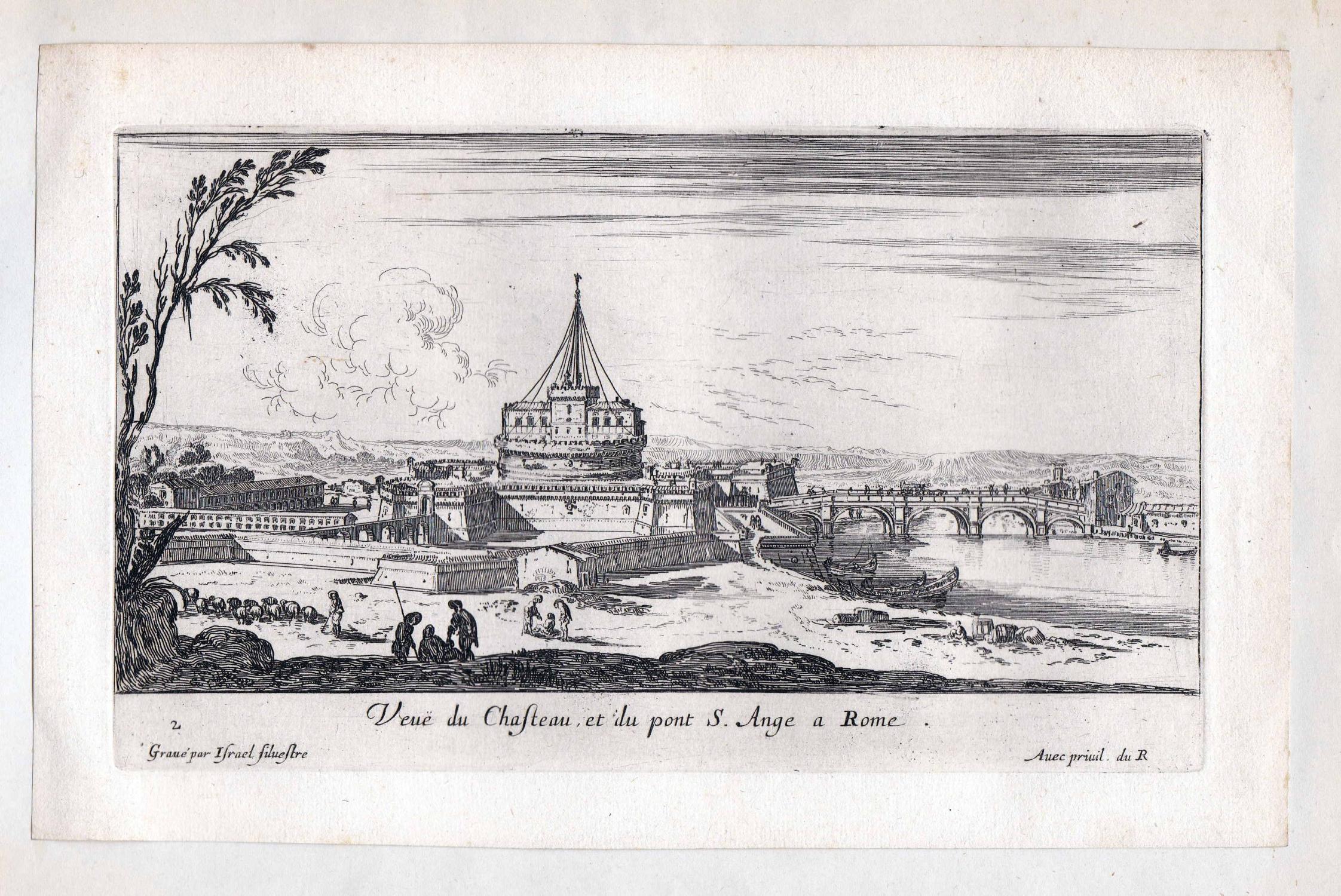 Israël Silvestre : Veuë du Chasteau, et du pont S. Ange à Rome.