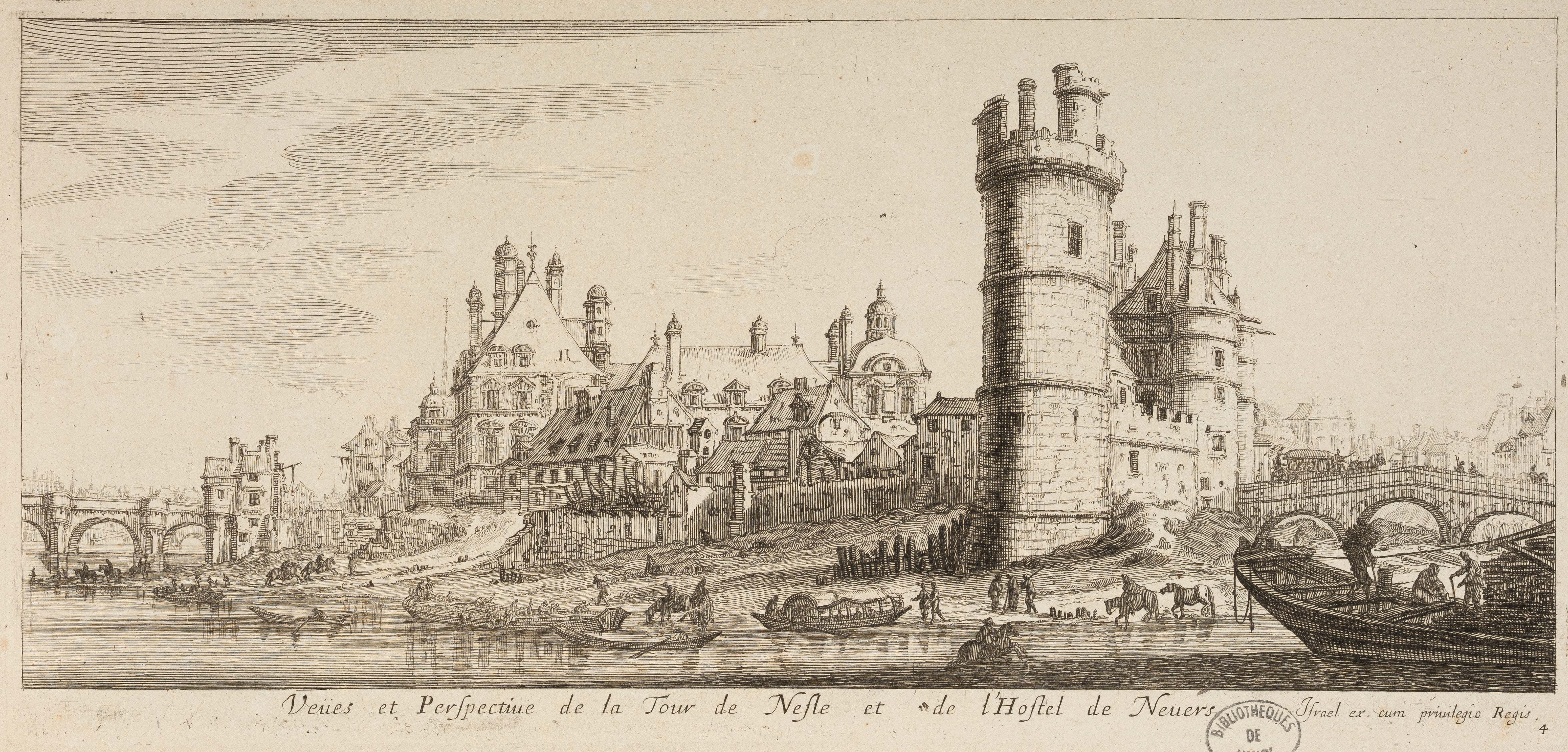 Israël Silvestre : Veües et Perspective de la Tour de Nesle et de l