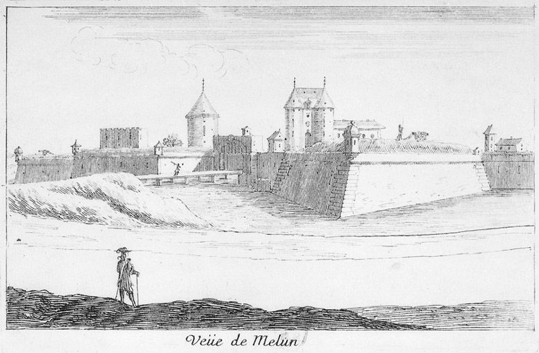 Israël Silvestre : Veüe de Melun (Porte de Bierre)