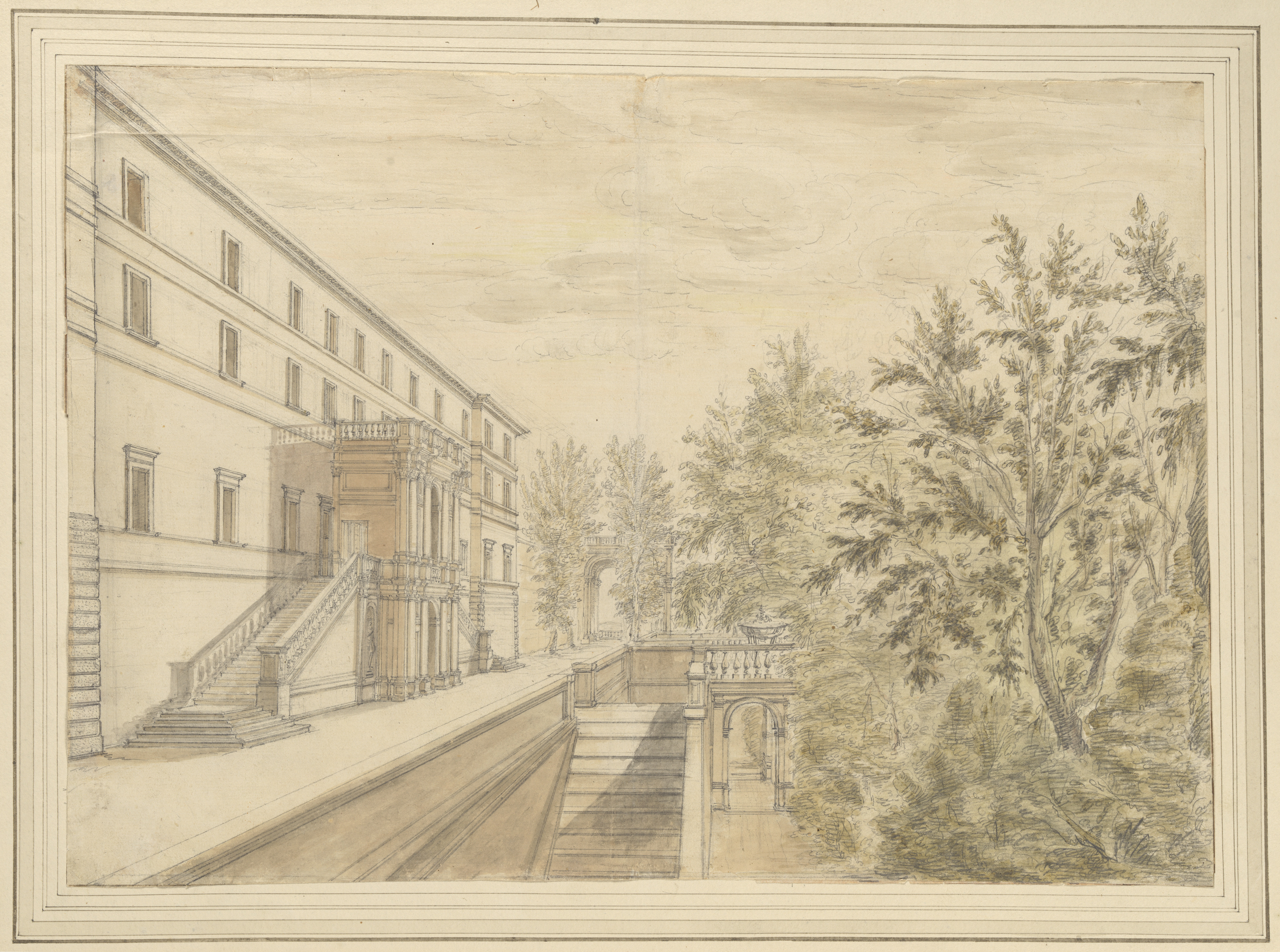 Israël Silvestre : Vue de la terrasse du jardin de la Villa d