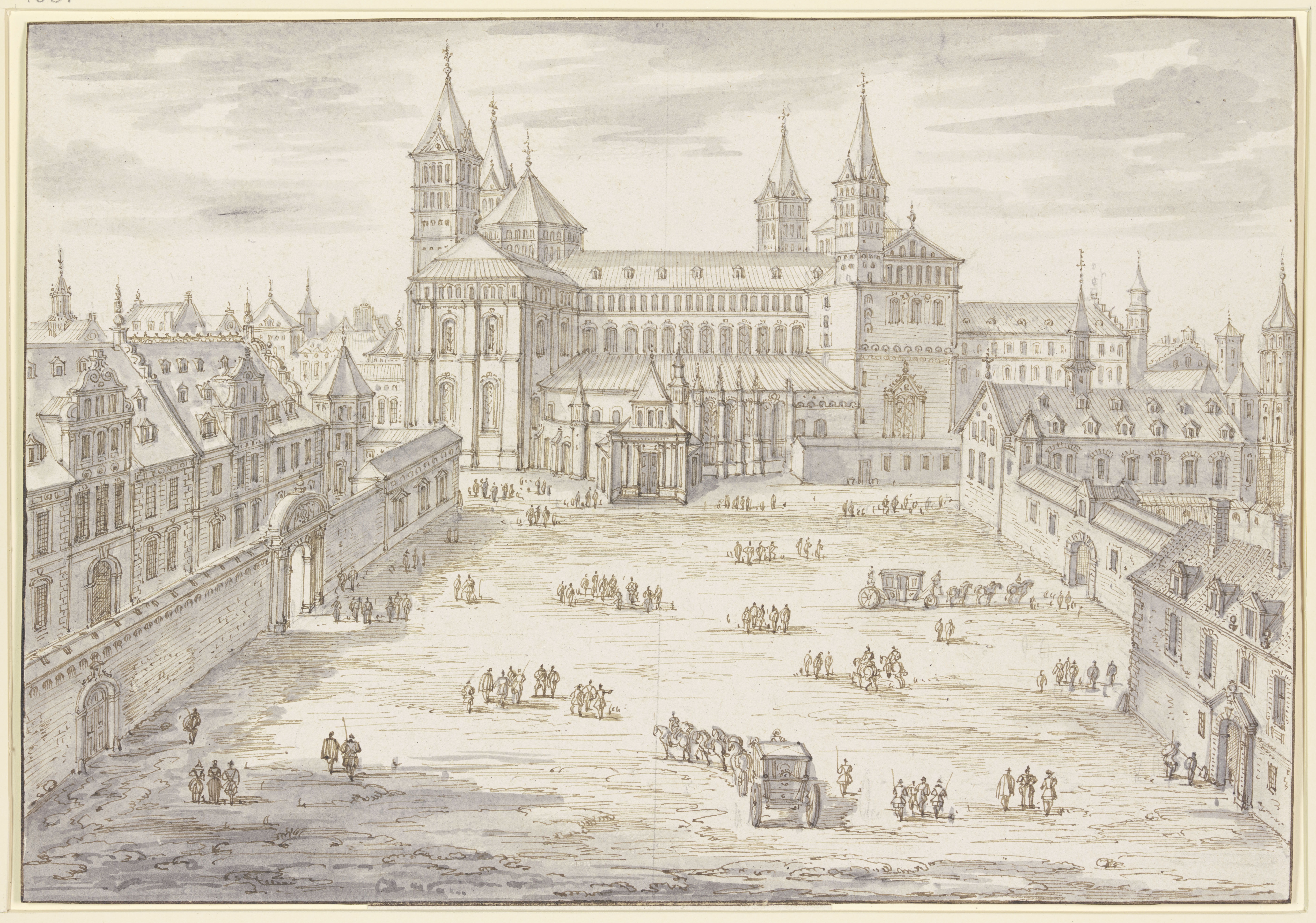 Israël Silvestre : Cathédrale de Spire et palais épiscopal avant leur destruction en 1689