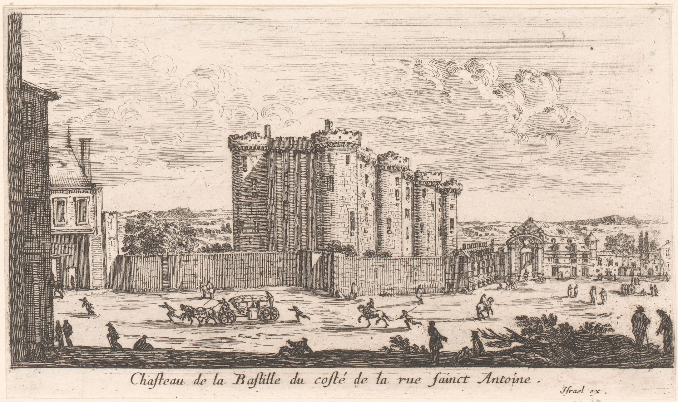Israël Silvestre : Chasteau de la Bastille du costé de la rue sainct Antoine.