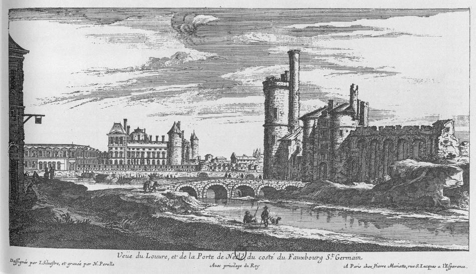Israël Silvestre : Veüe du Louvre, et de la Porte de Nesle du costé du Fauxbourg St Germain.
