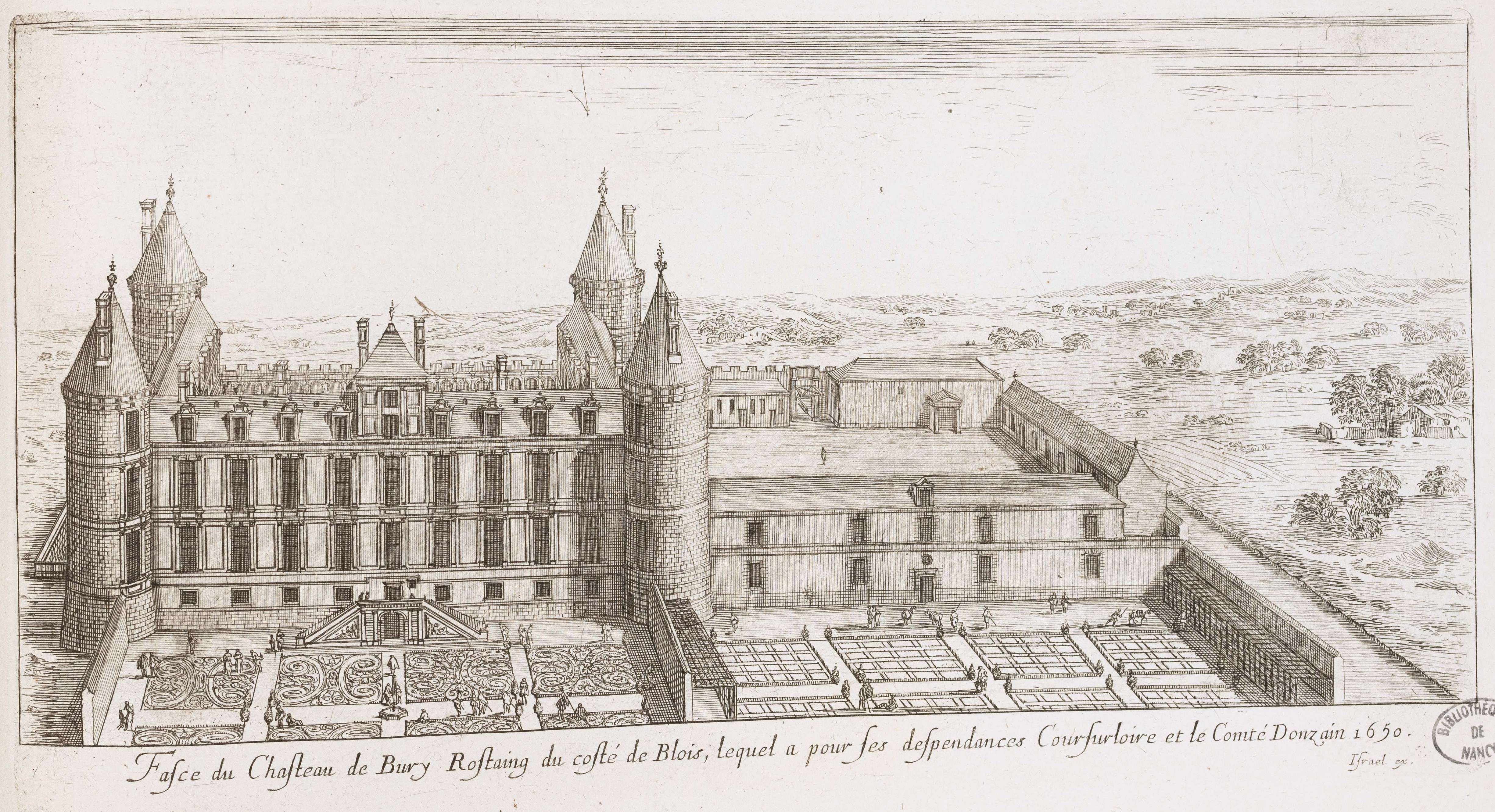 Israël Silvestre : Fasce du Chasteaude Bury Rostaing du costé de Blois.