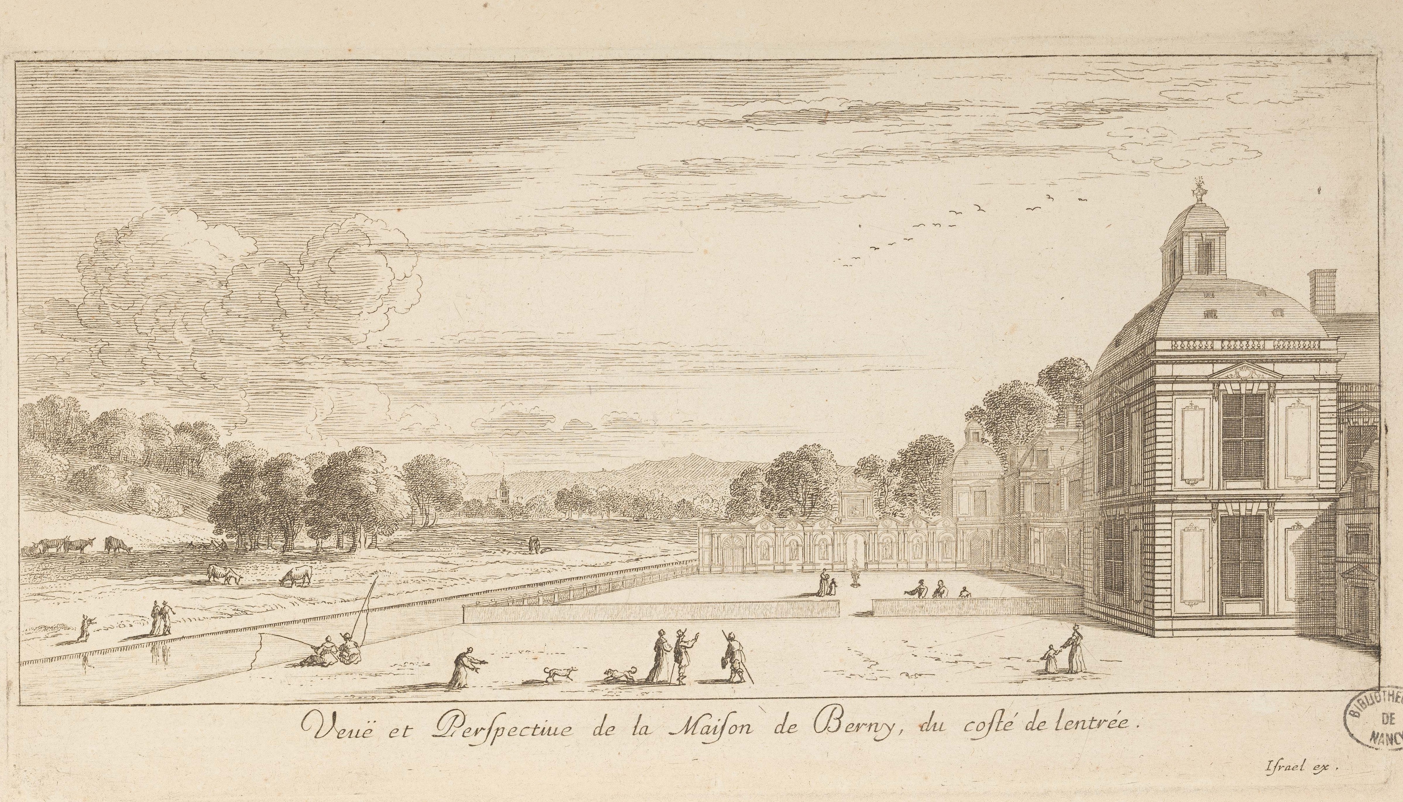 Israël Silvestre : Veuë et Perspective de la Maison de Berny, du costé de l