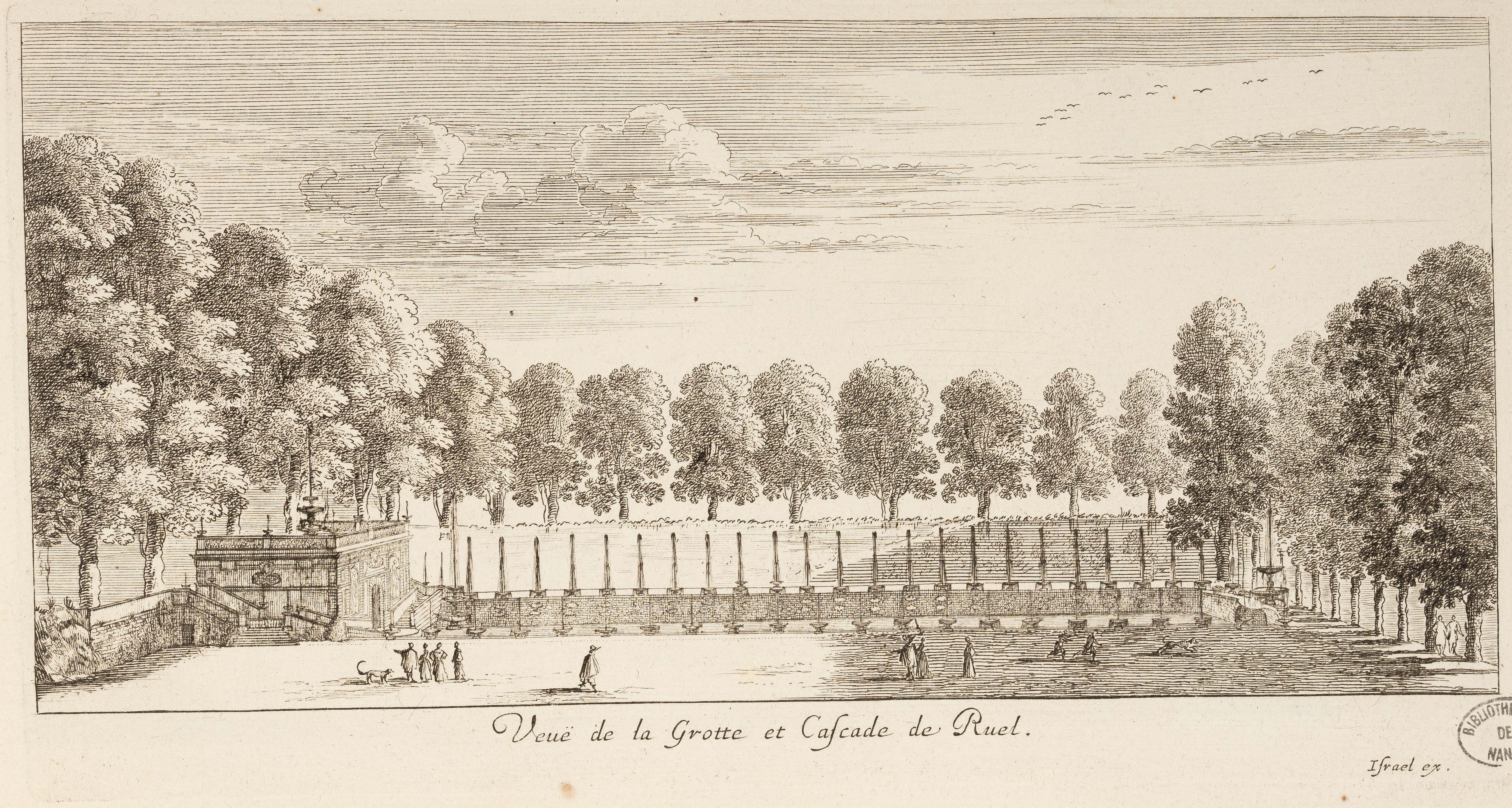 Israël Silvestre : Veuë de la Grotte et Cascade de Ruel.