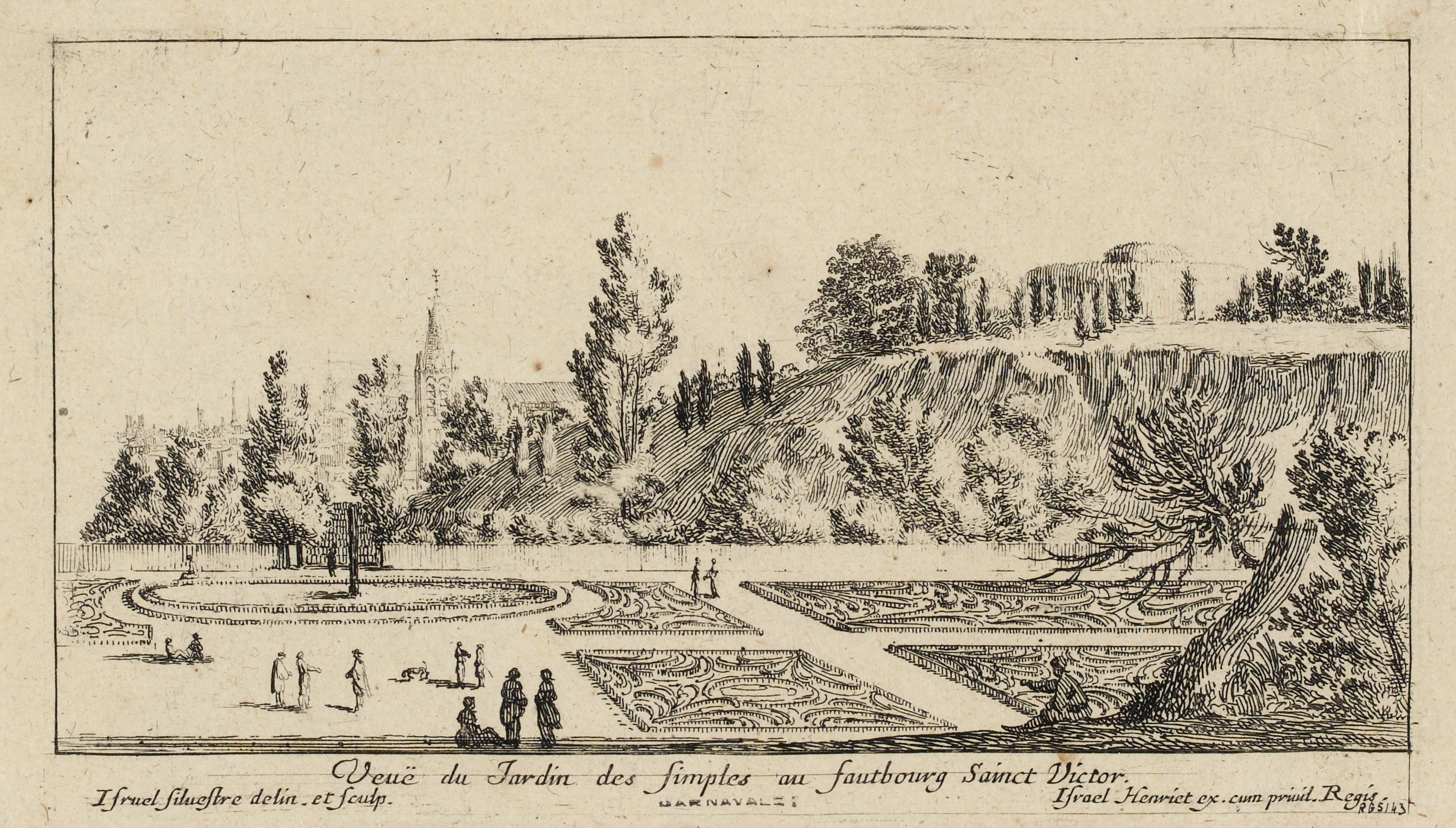 Israël Silvestre : Veuë du Jardin des simples au fautbourg Sainct Victor.
