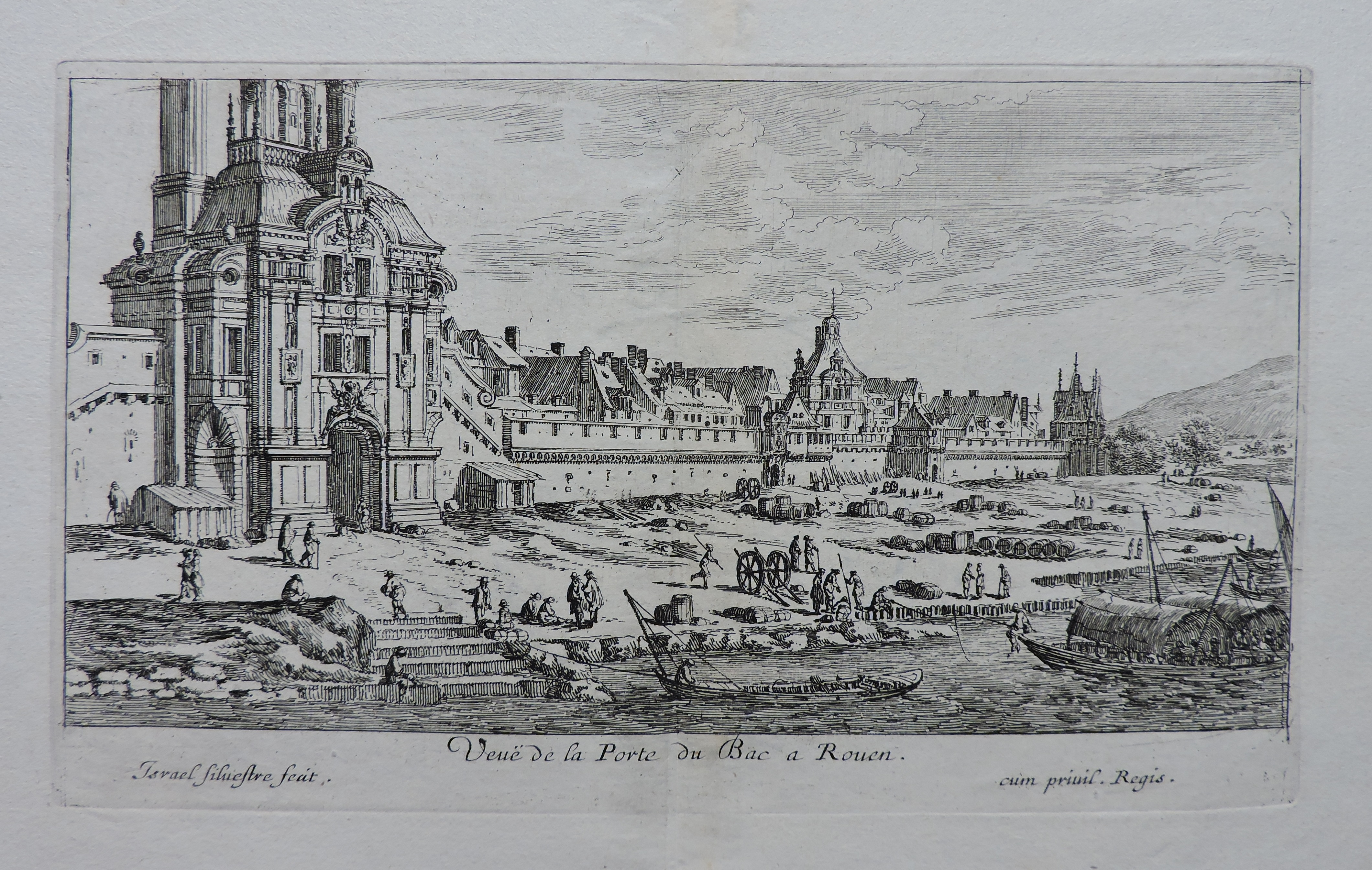 Israël Silvestre : Veuë de la Porte du Bac a Rouen.
