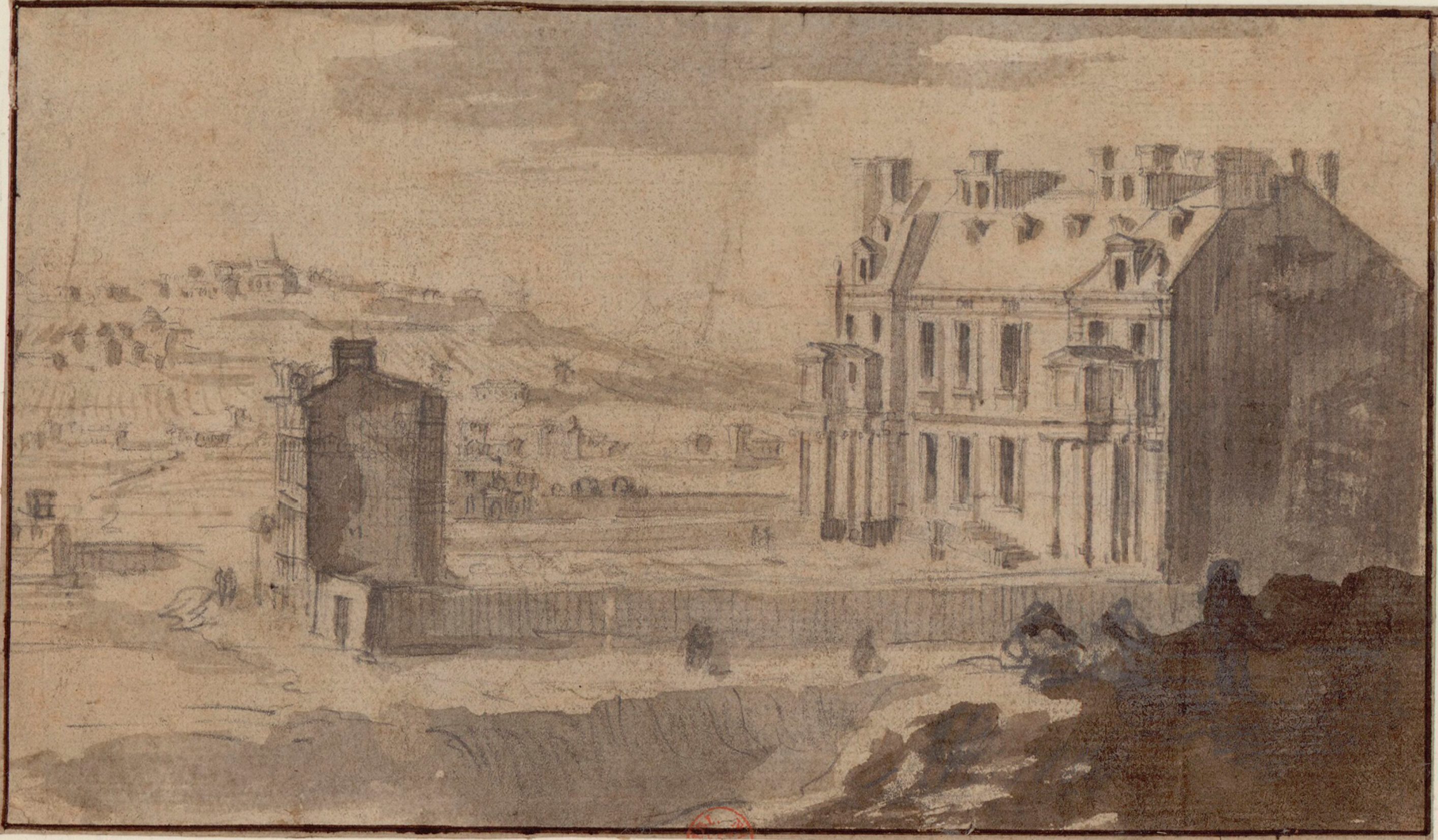 Israël Silvestre : Hôtel de M. Le commandeur du Jars, rue de Richelieu, à côté du jardin de M. Mansard