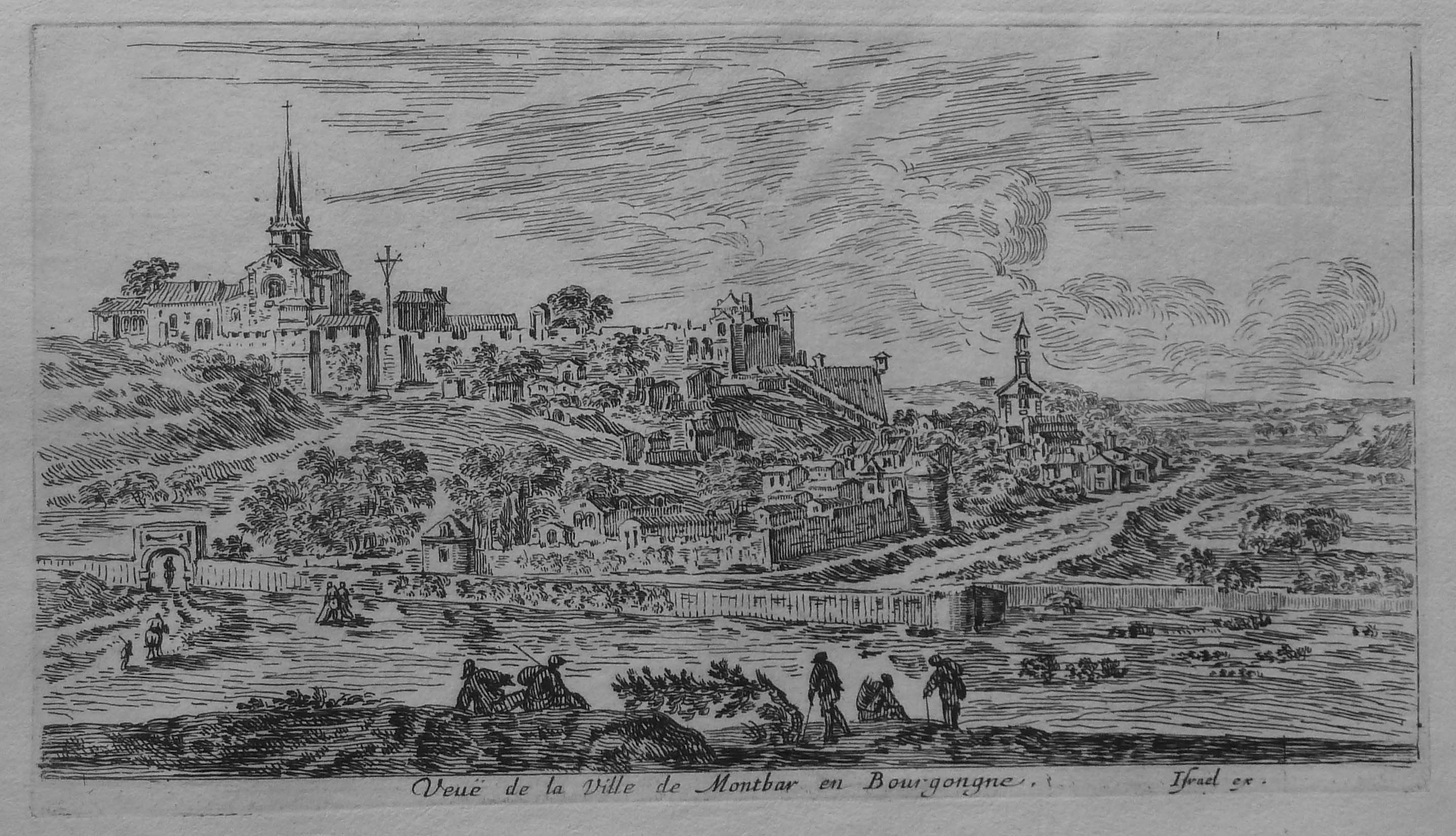 Israël Silvestre : Veuë de la Ville de Montbar en Bourgongne.