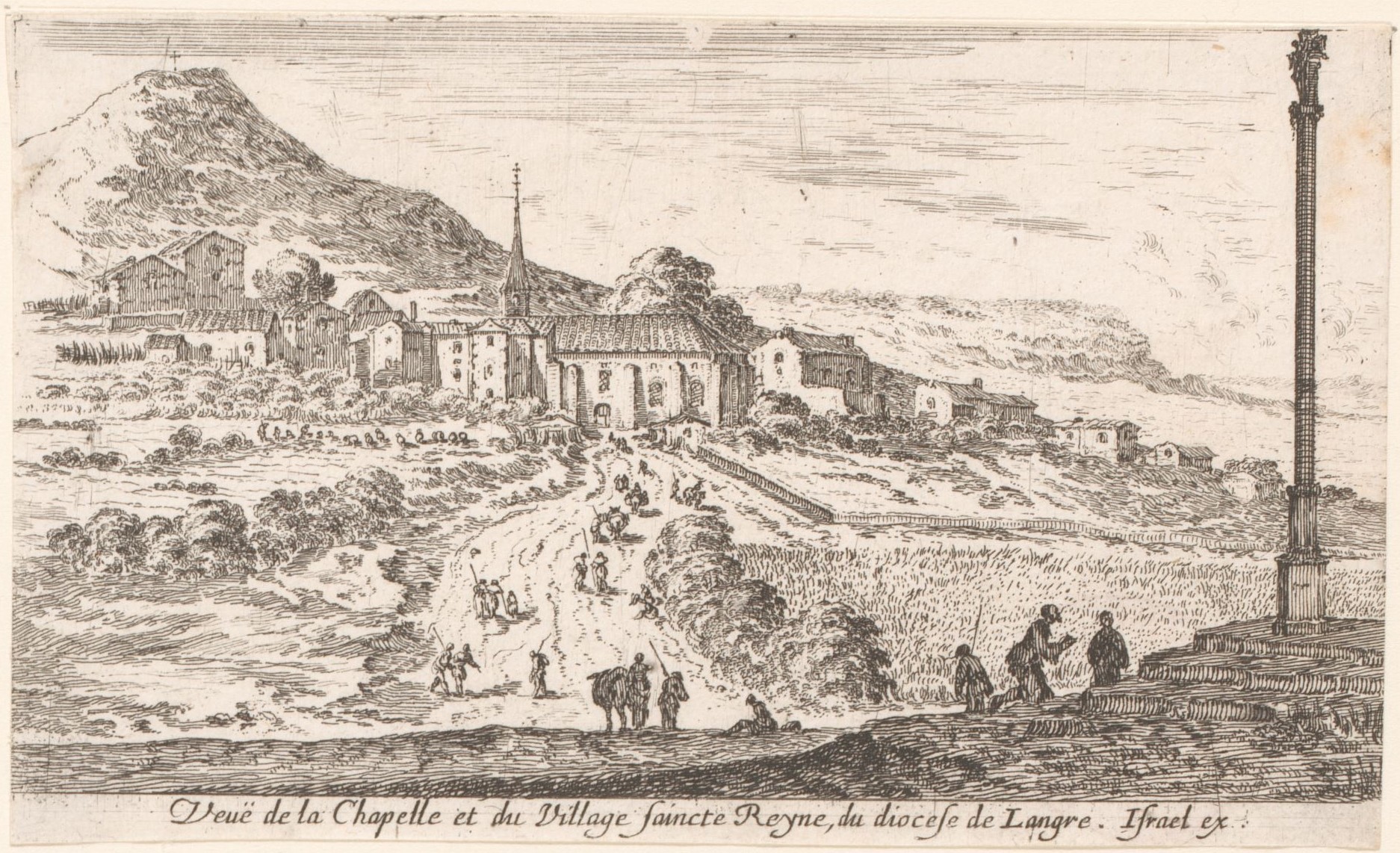 Israël Silvestre : Veuë de la Chapelle et du Village de saincte Reyne, du diocese de Langre.