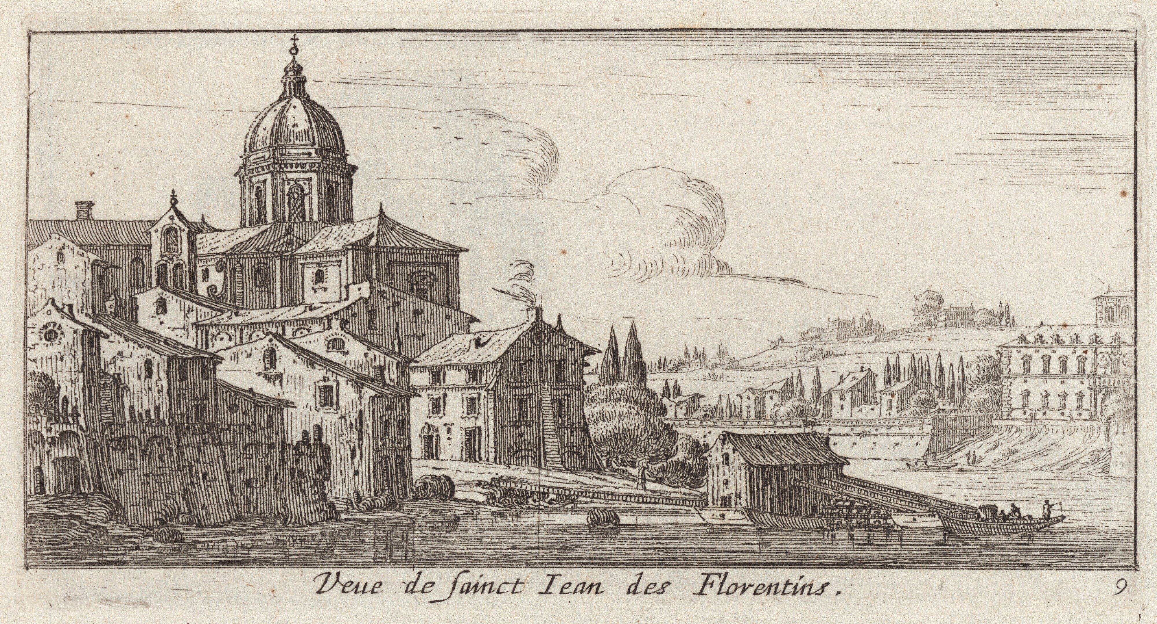 Israël Silvestre : Veue de sainct Jean des Florentins. (A Rome, du côté du Tibre.)