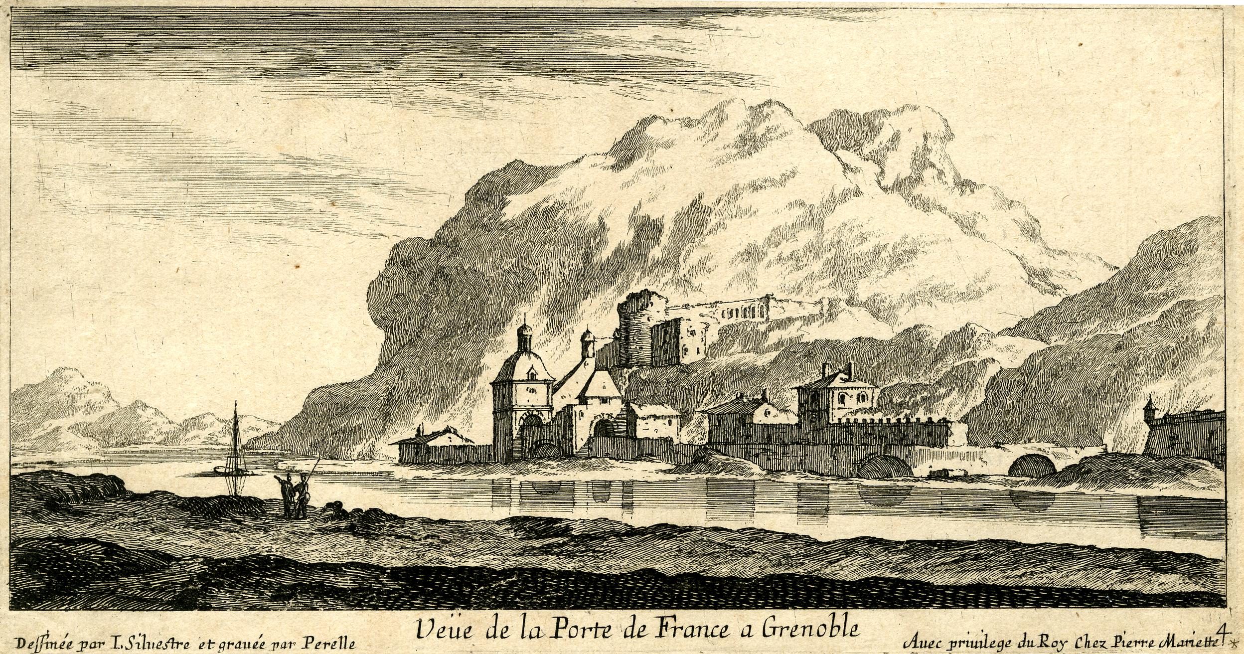 Israël Silvestre : Veüe de la Porte de France a Grenoble